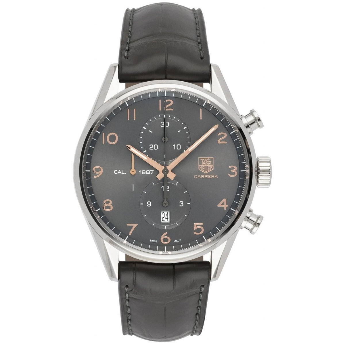 Tag Heuer Men&#39;s CAR2013.FC6235 Carrera Chronograph Black Leather Watch