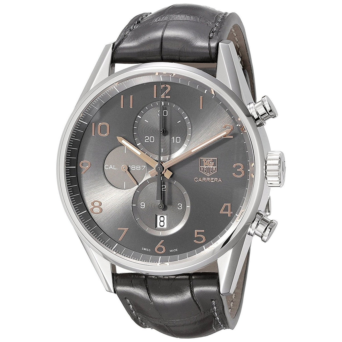 Tag Heuer Men&#39;s CAR2013.FC6313 Carrera Chronograph Automatic Grey Leather Watch