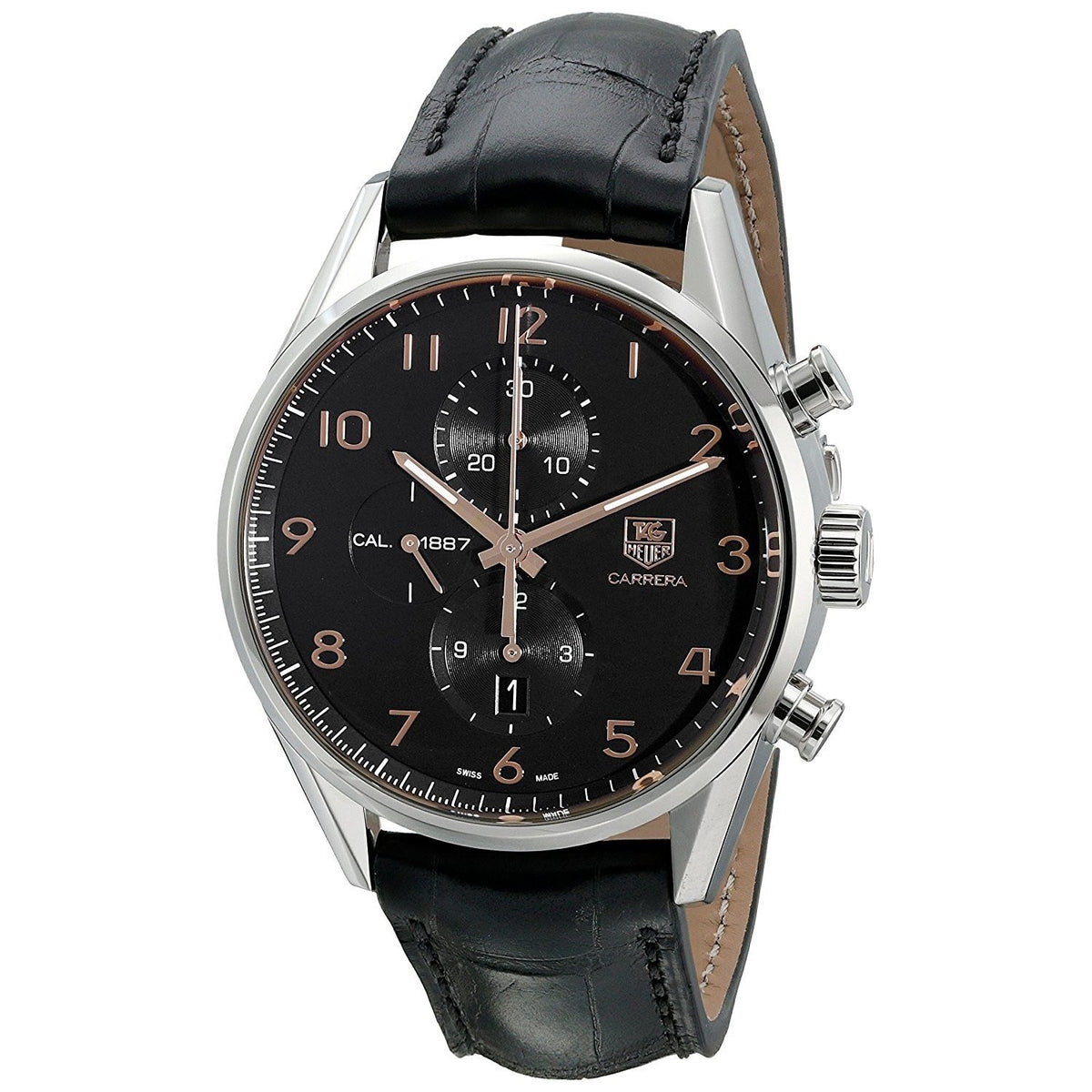 Tag Heuer Men&#39;s CAR2014.FC6235 Carrera Calibre 1887 Chronograph Automatic Black Leather Watch