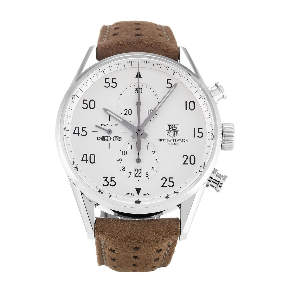 Tag Heuer Men&#39;s CAR2015.FC6321 Chronograph Brown Leather Watch