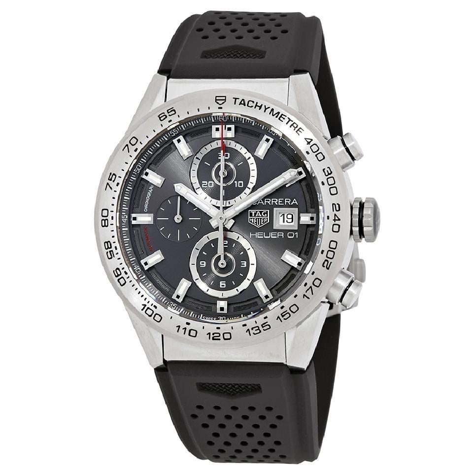 Tag Heuer Men&#39;s CAR208Z.FT6046 Carrera Chronograph Automatic Black Rubber Watch