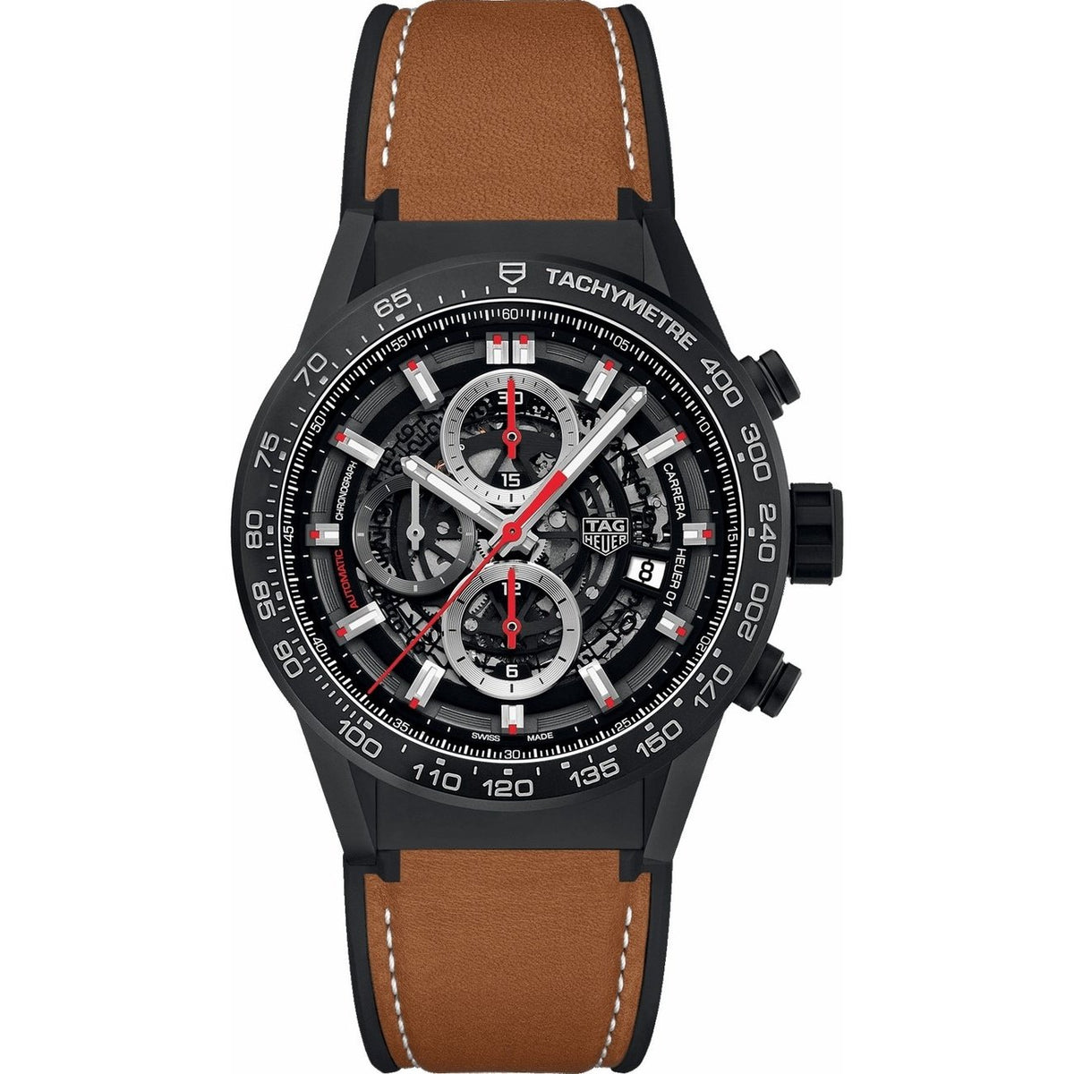 Tag Heuer Men&#39;s CAR2090.FT6124 Carrera Chronograph Automatic Brown Leather Watch