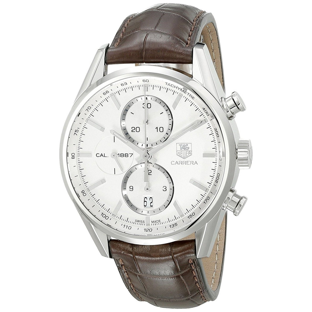 Tag Heuer Men&#39;s CAR2111.FC6291 Carrera Chronograph Automatic Brown Leather Watch