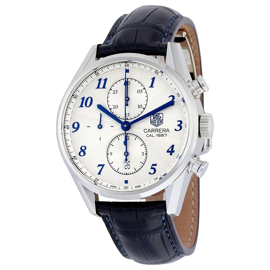 Tag Heuer Men&#39;s CAR2114.FC6292 Carrera Chronograph Blue Leather Watch