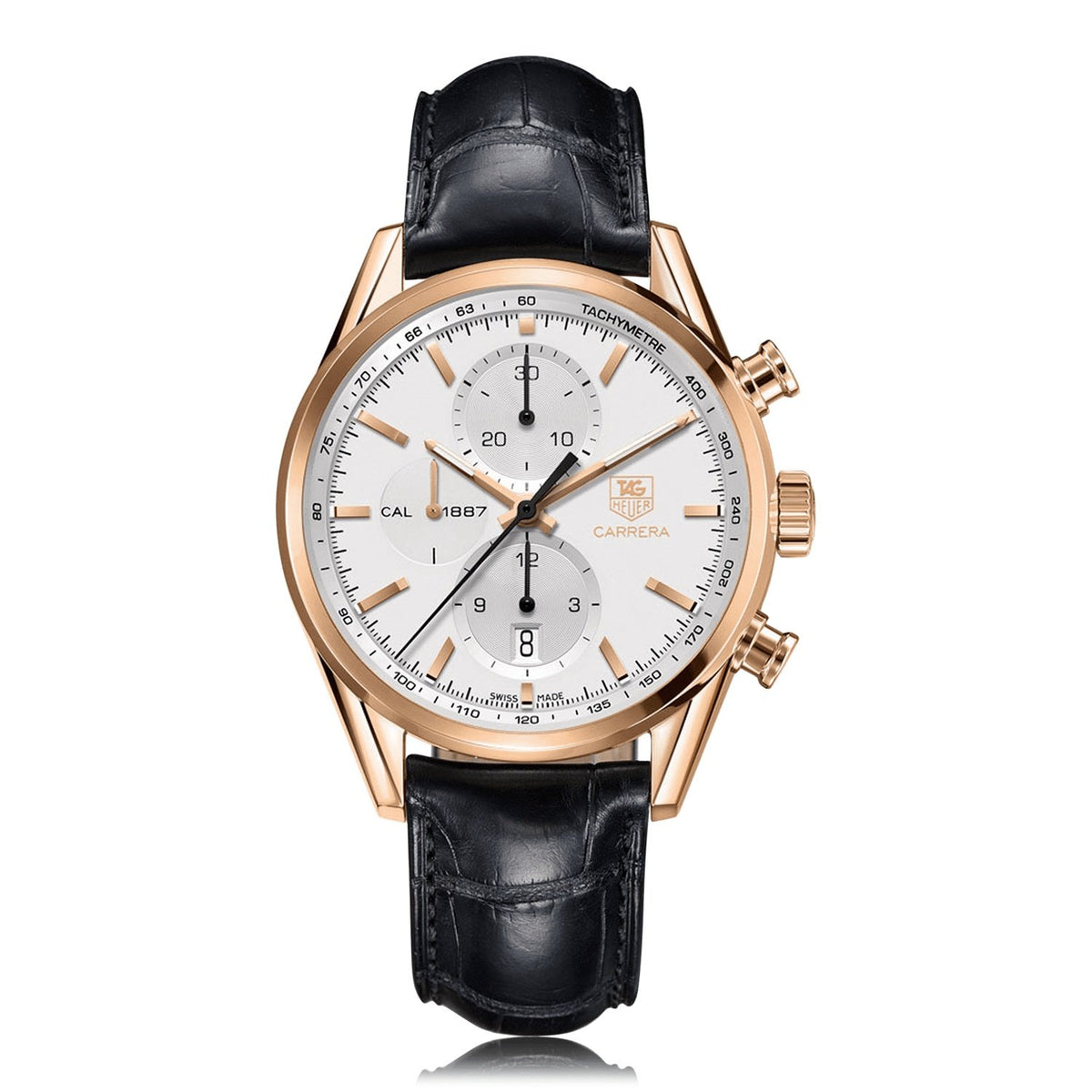 Tag Heuer Men's CAR2140.FC8145 Carrera Chronograph Black Leather Watch