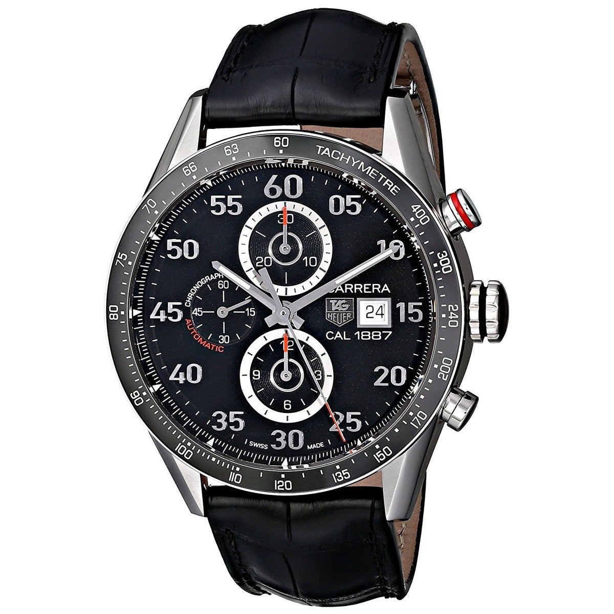 Tag Heuer Men&#39;s CAR2A10.FC6235 Carrera Calibre 1887 Chronograph Automatic Black Leather Watch