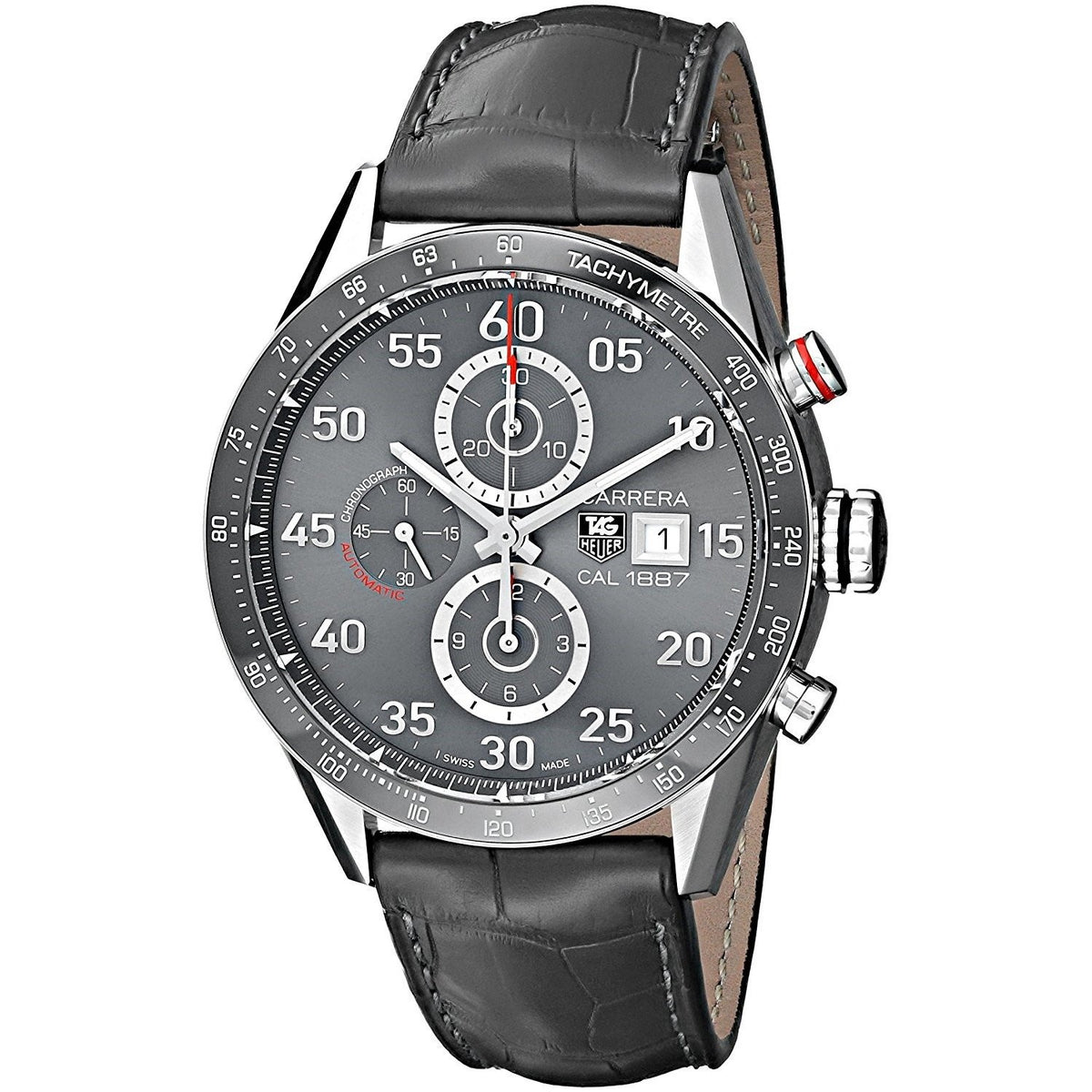 Tag Heuer Men&#39;s CAR2A11.FC6313 Carrera Chronograph Automatic Grey Leather Watch