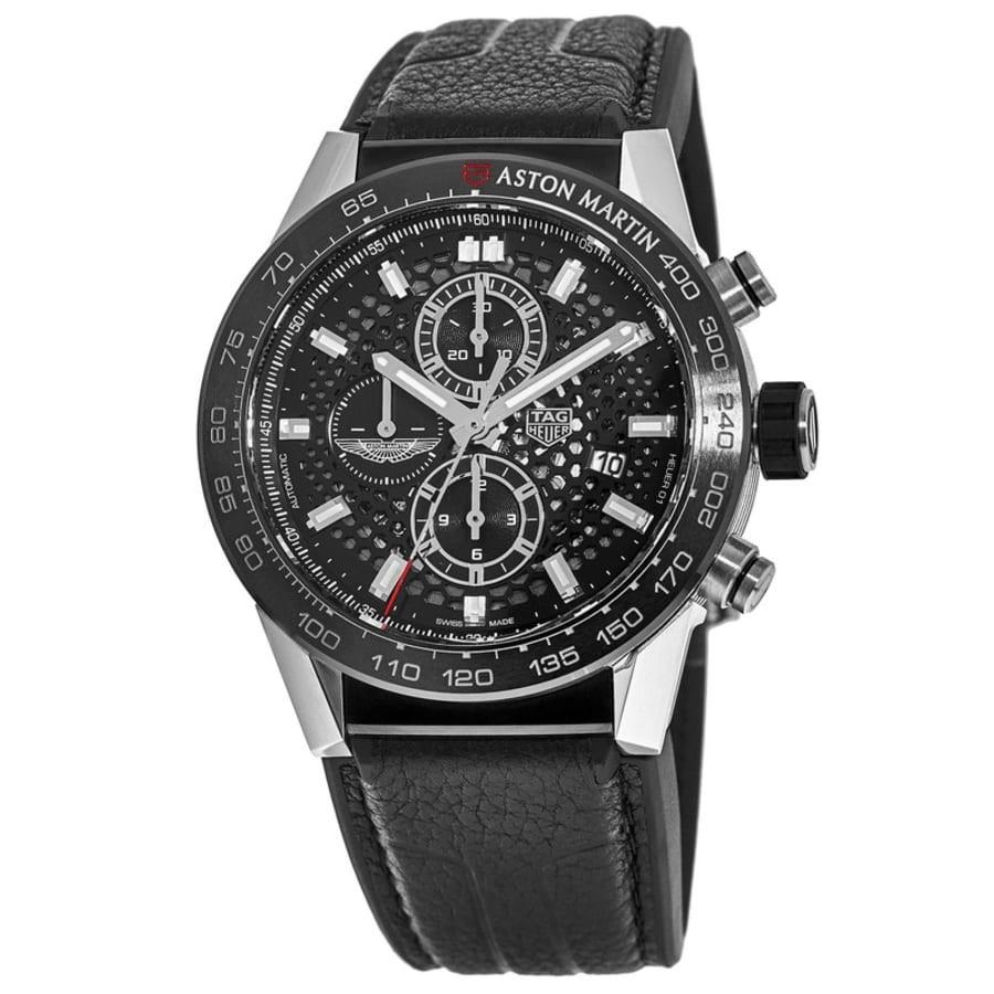 Tag Heuer Men's CAR2A1AB.FT6163 Carrera Calibre Heuer Chronograph Black Leather Watch