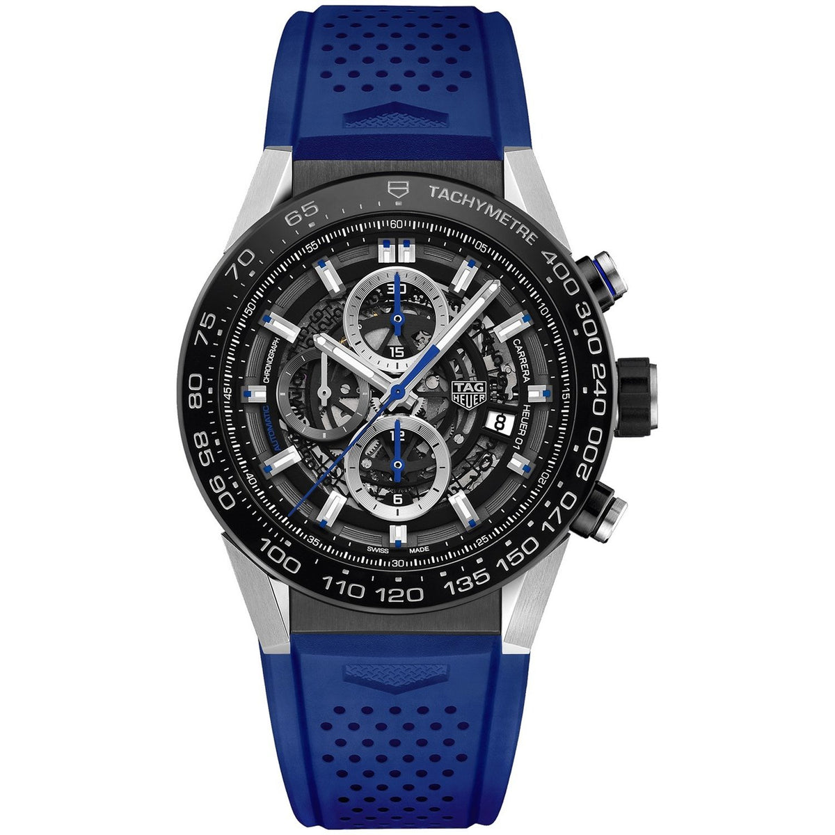 Tag Heuer Men&#39;s CAR2A1T.FT6052 Carrera Chronograph Automatic Blue Rubber Watch
