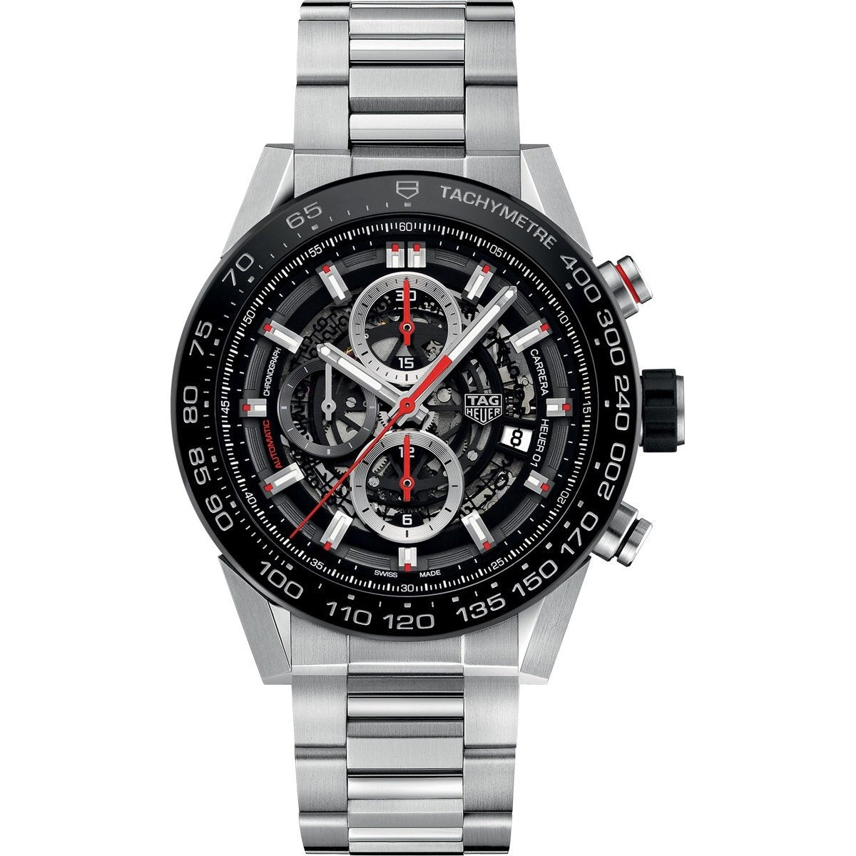 Tag Heuer Men&#39;s CAR2A1W.BA0703 Carrera Chronograph Automatic Stainless Steel Watch