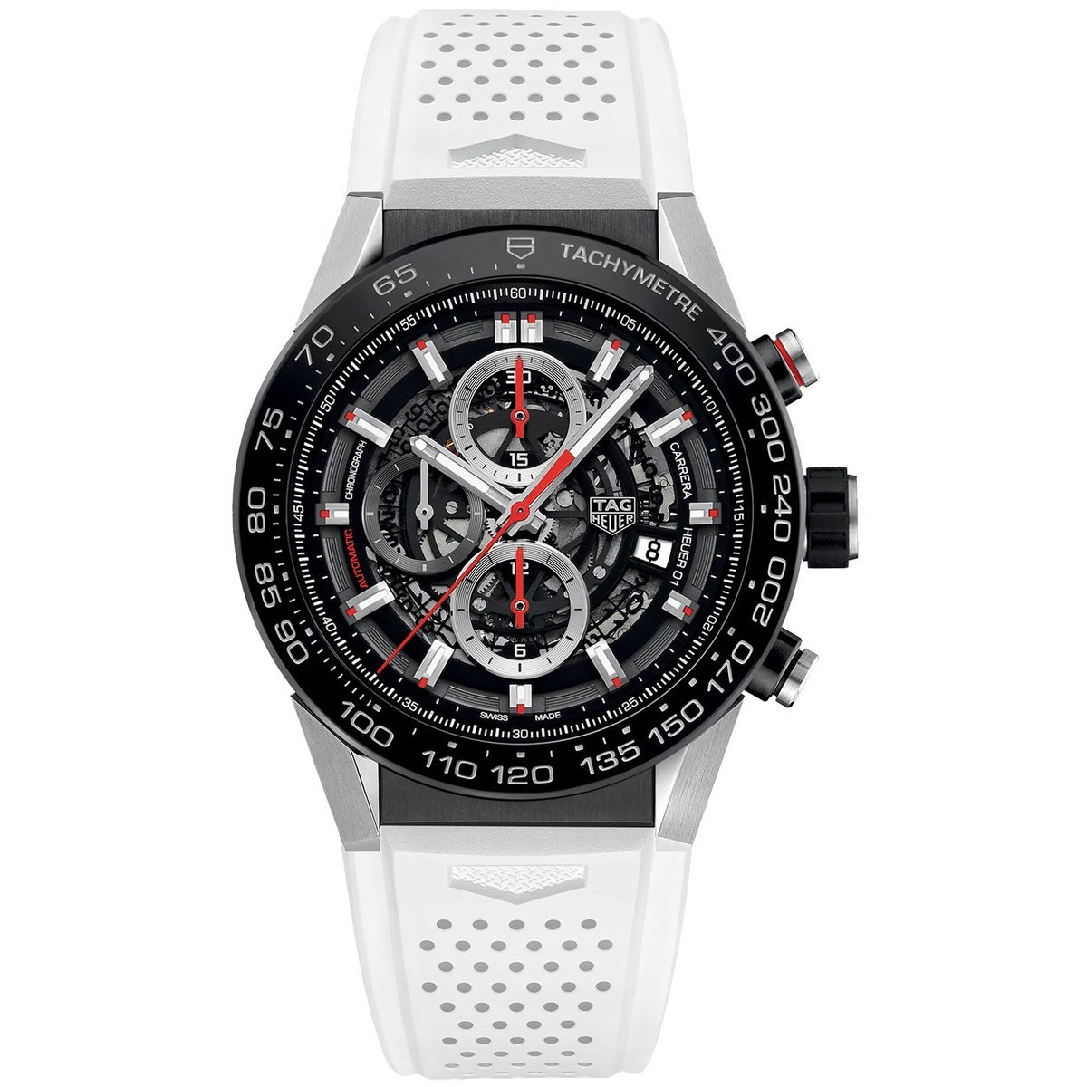 Tag Heuer Men&#39;s CAR2A1Z.FT6051 Carrera Chronograph Automatic White Rubber Watch