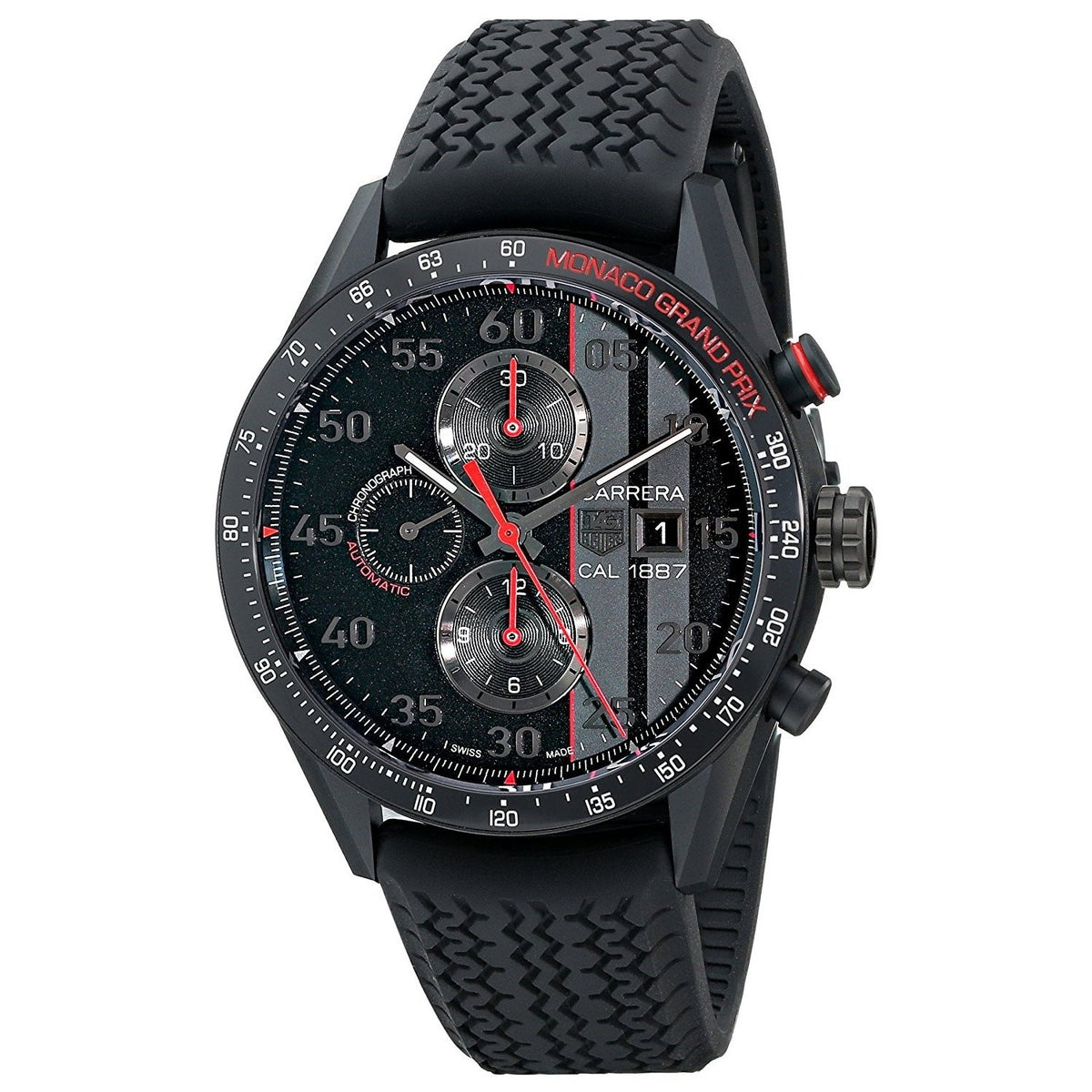 Tag Heuer Men&#39;s CAR2A83.FT6033 Carrera Automatic Chronograph Black Rubber Watch