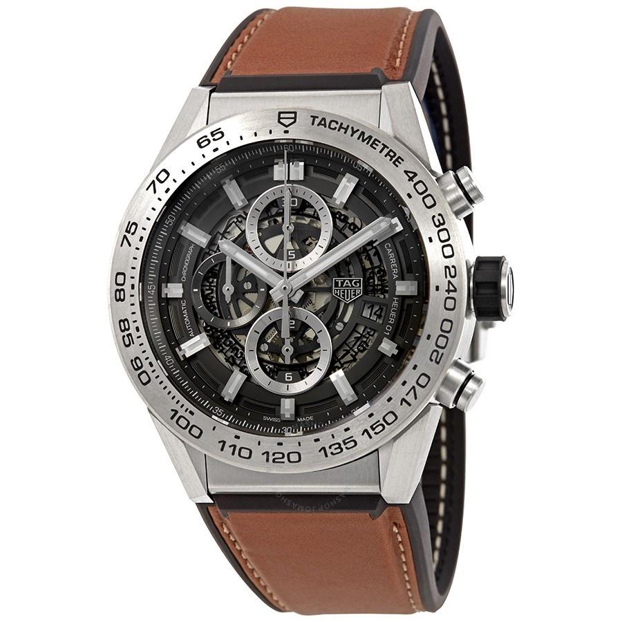 Tag Heuer Men&#39;s CAR2A8A.FT6072 Carrera Chronograph Automatic Brown Barenia calfskin leather Watch