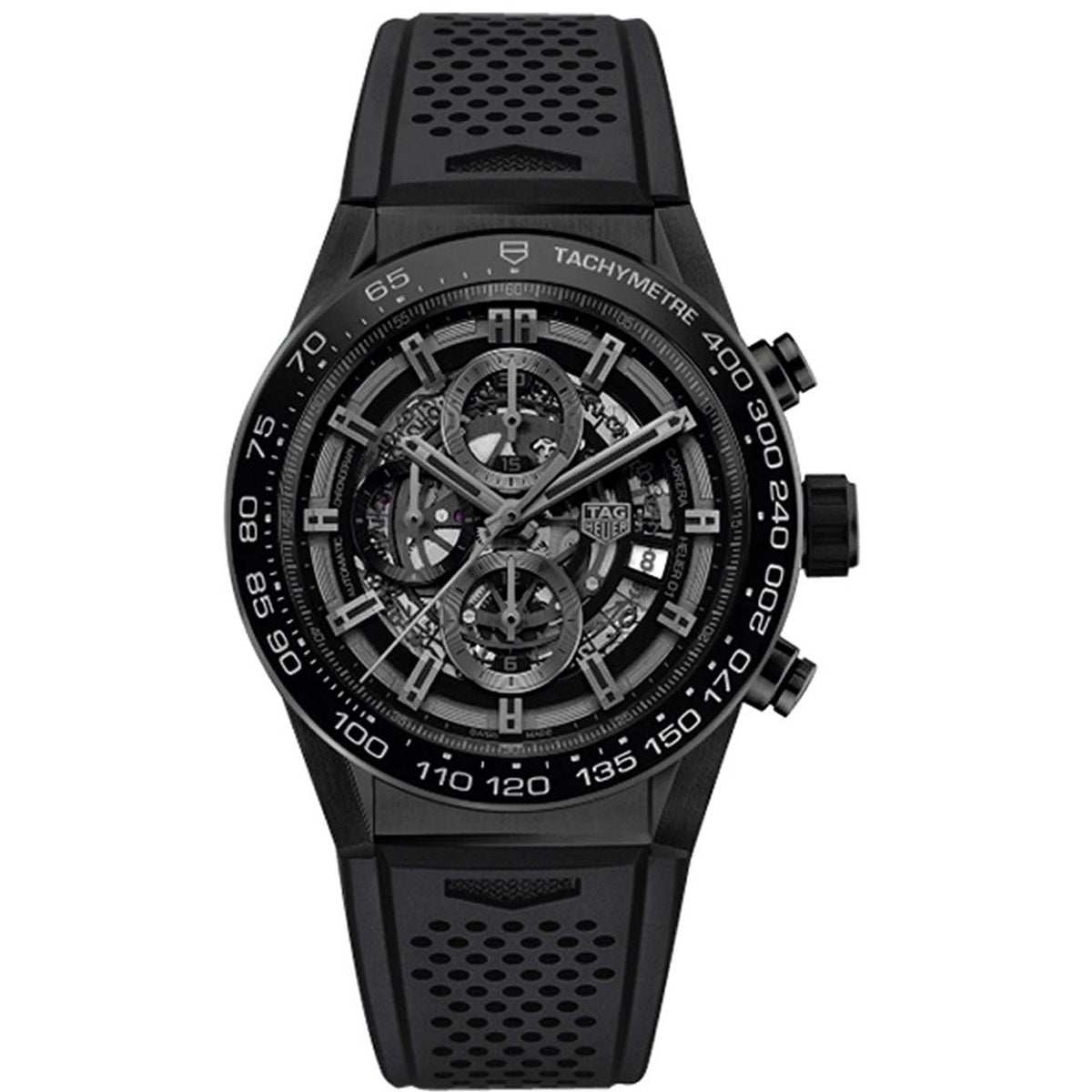 Tag Heuer Men&#39;s CAR2A91.FT6071 Carrera Chronograph Automatic Black Rubber Watch