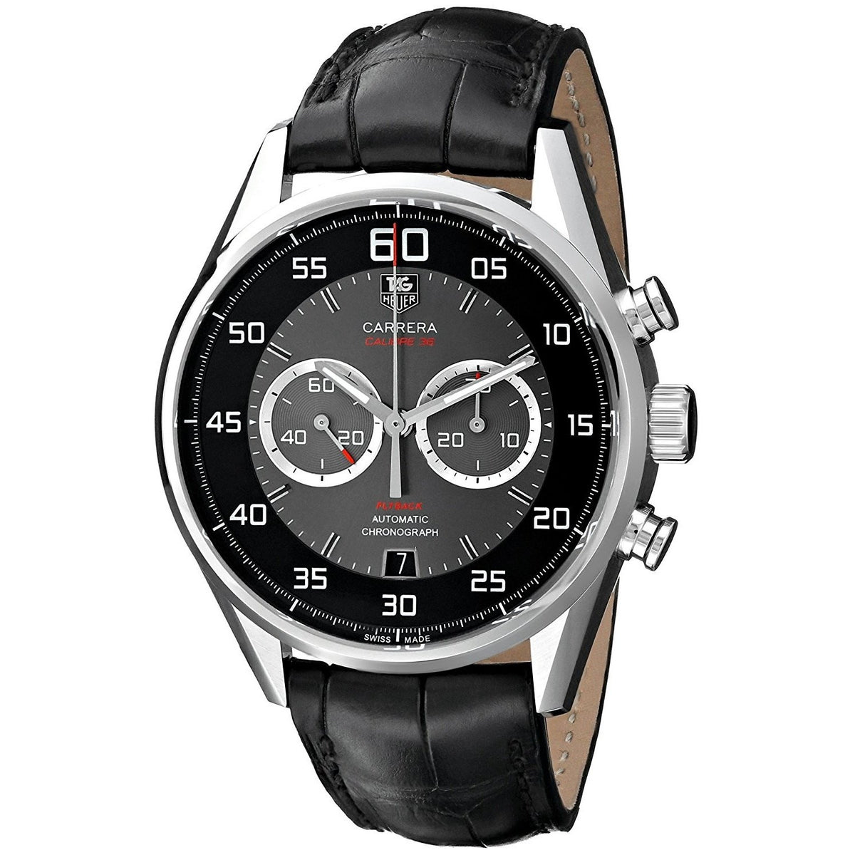 Tag Heuer Men&#39;s CAR2B10.FC6235 Carrera Chronograph Automatic Black Leather Watch