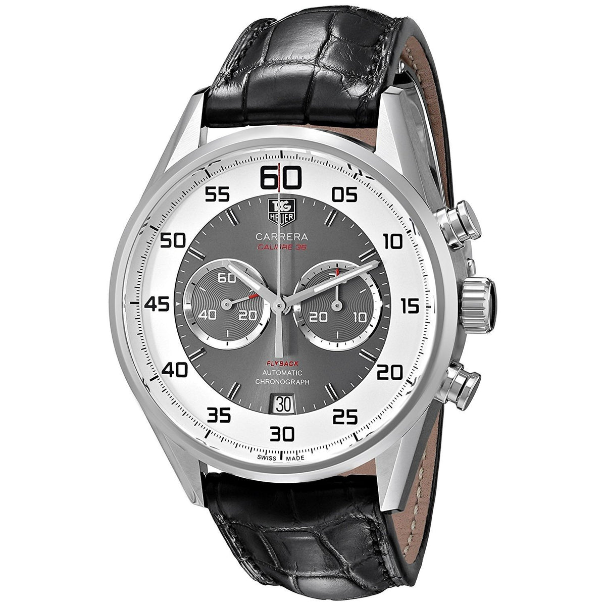 Tag Heuer Men&#39;s CAR2B11.FC6235 Carrera Chronograph Automatic Black Leather Watch