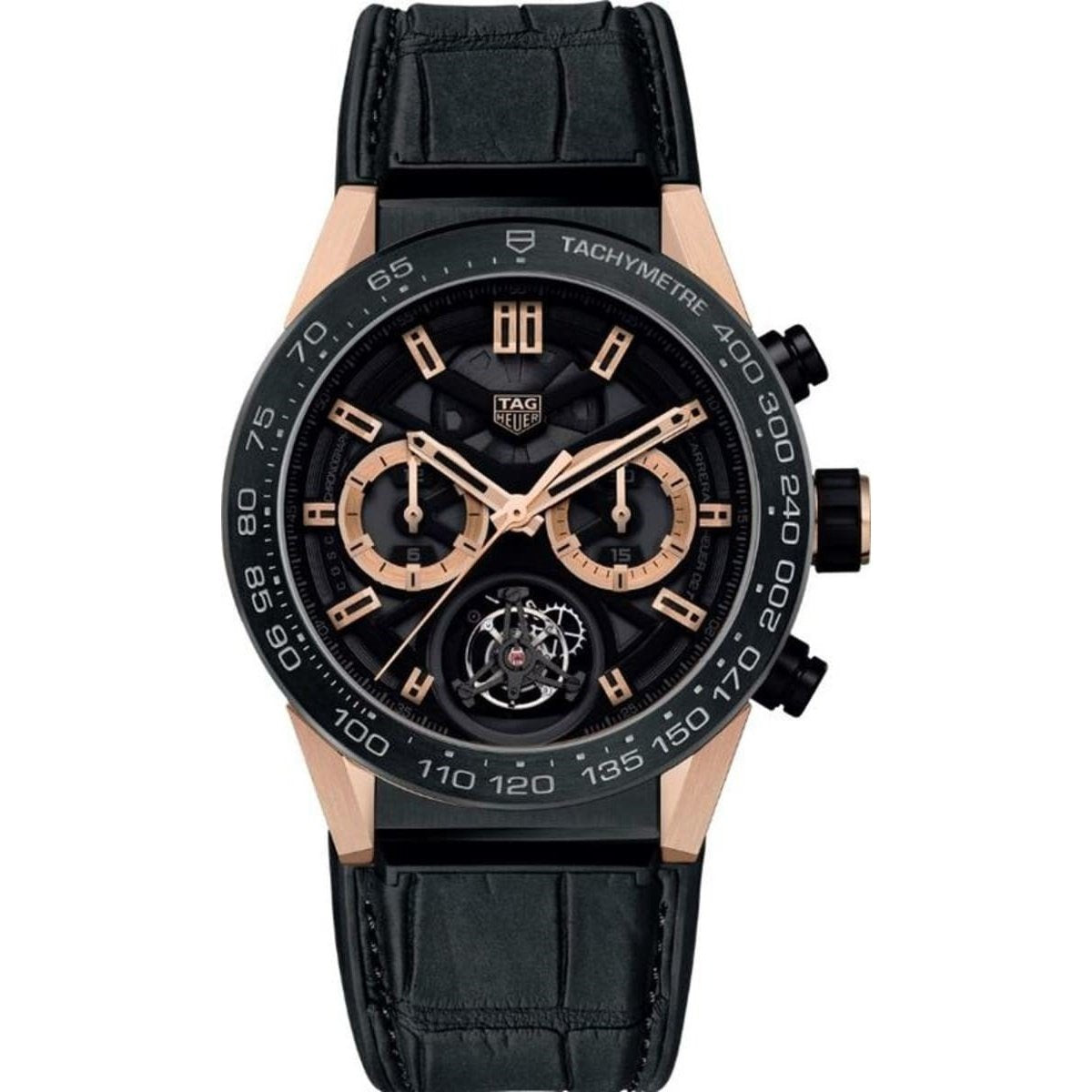 Tag Heuer Men's CAR5A5Y.FC6377 Carrera Chronograph Black Leather Watch