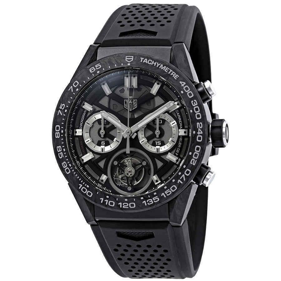 Tag Heuer Men&#39;s CAR5A8W.FT6071 Carrera Chronograph Black Rubber Watch