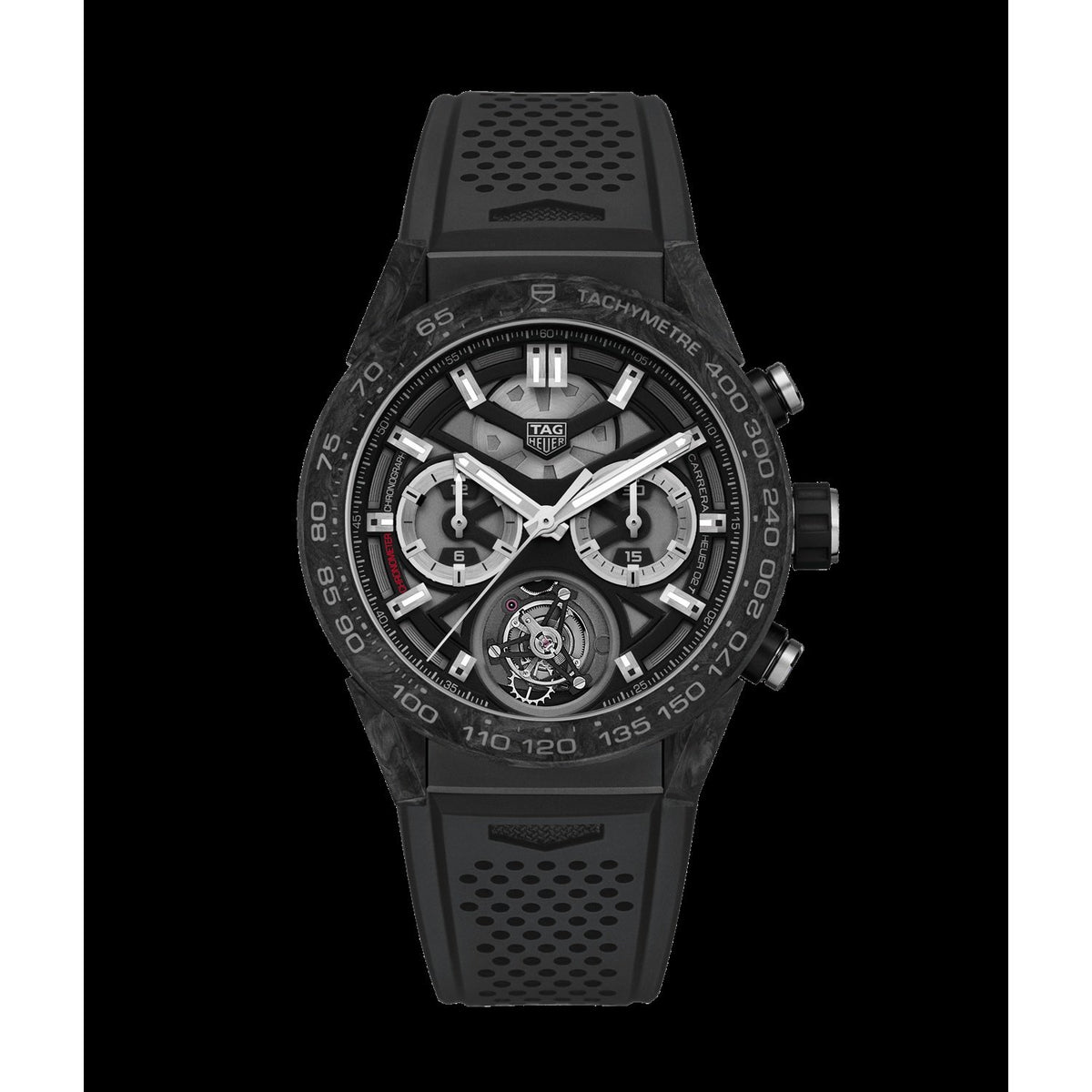 Tag Heuer Men&#39;s CAR5A8W.FT607 Carrera Chronograph Black Rubber Watch