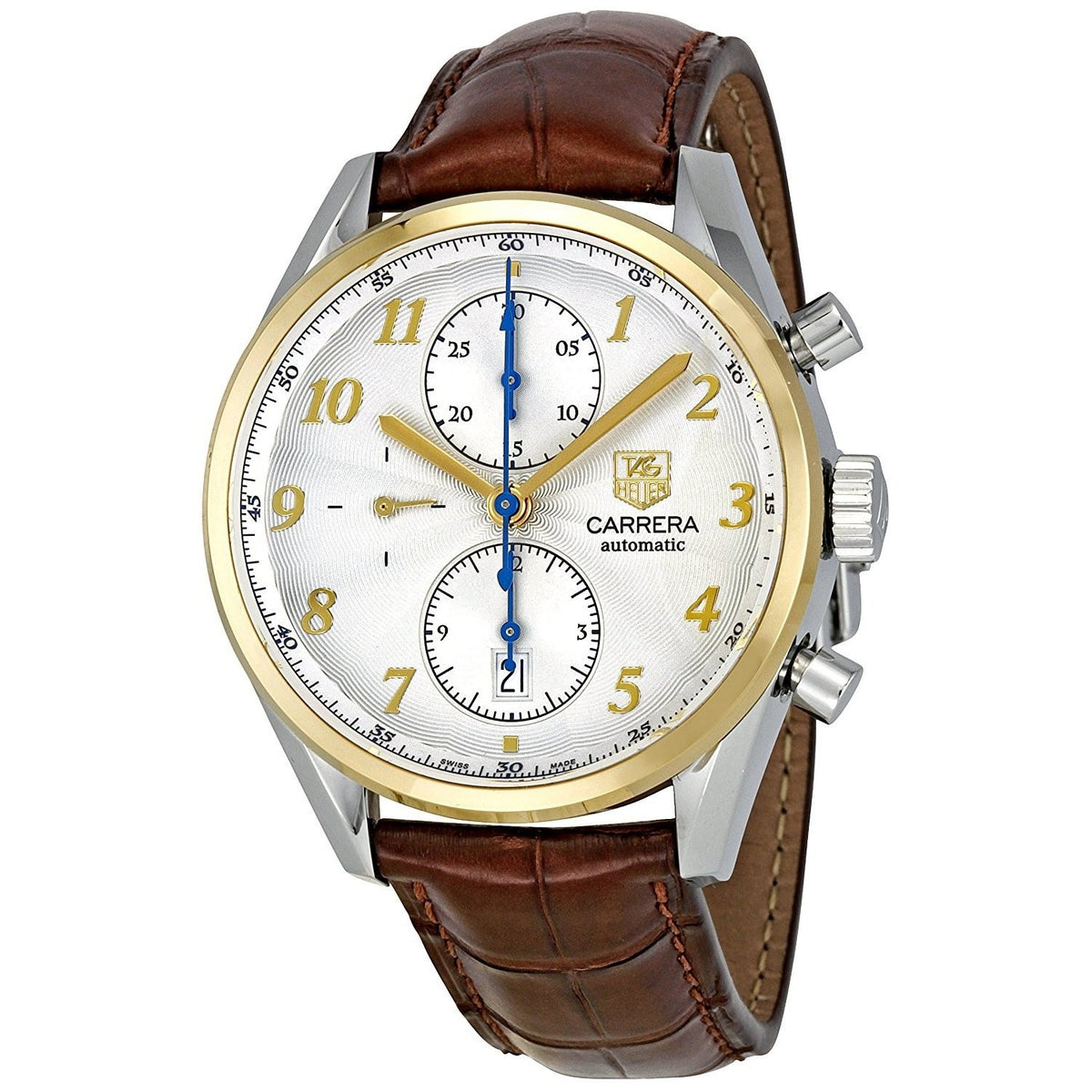 Tag Heuer Men&#39;s CAS2150.FC6291 Carrera Heritage 18kt yellow gold Chronograph Automatic Brown Leather Watch
