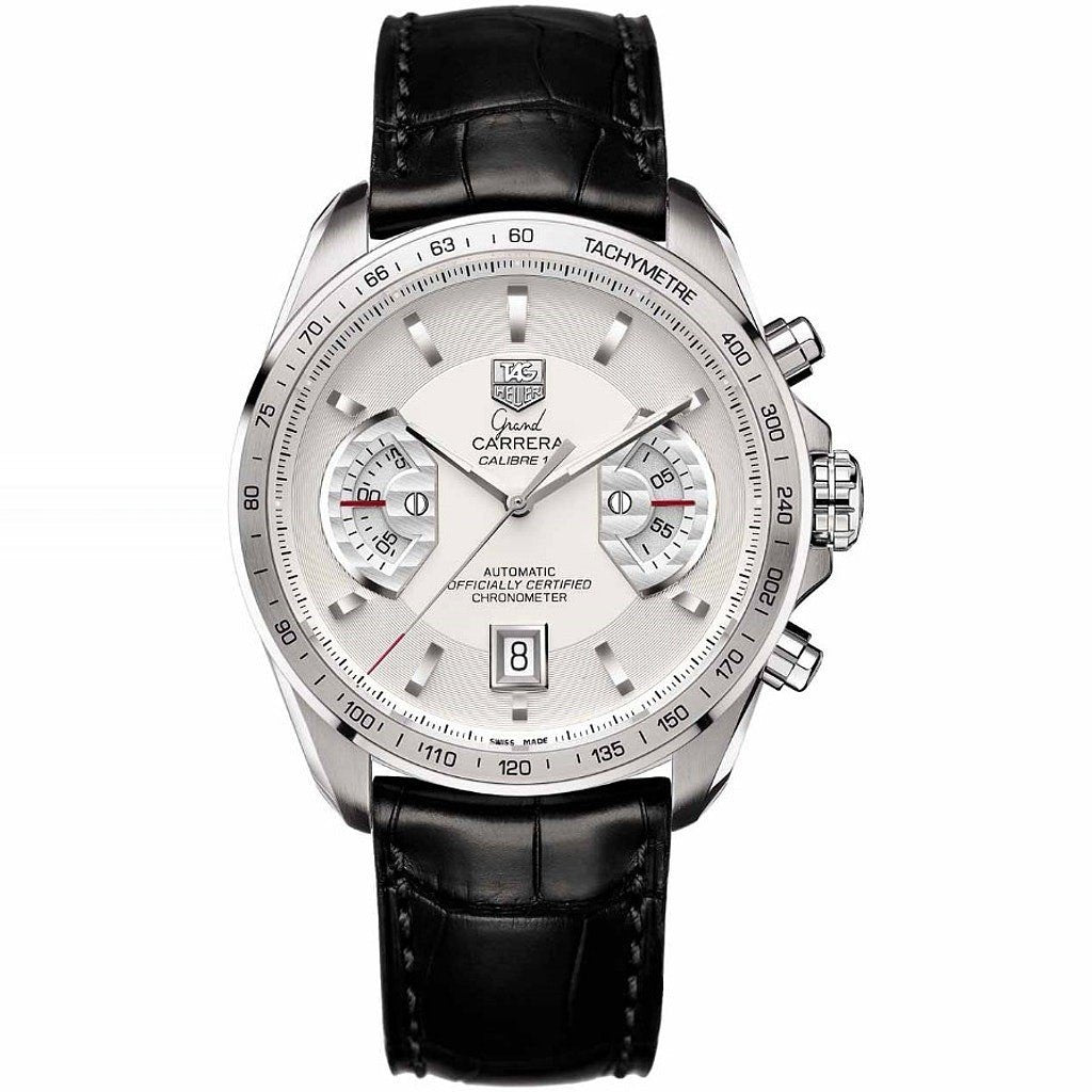 Tag Heuer Men&#39;s CAV511B.FC6225 Grand Carrera Chronograph Automatic Black Leather Watch