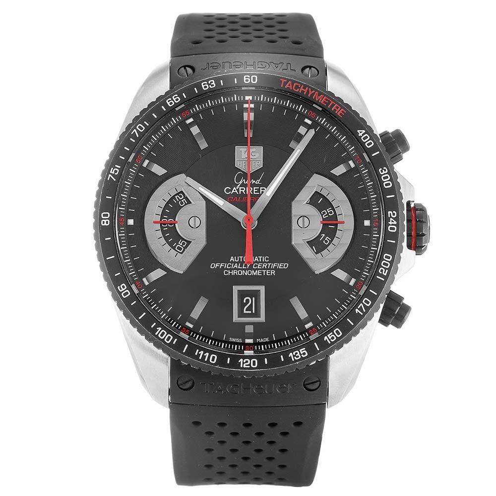 Tag Heuer Men&#39;s CAV511C.FT6016 Grand Carrera Chronograph Automatic Black Rubber Watch