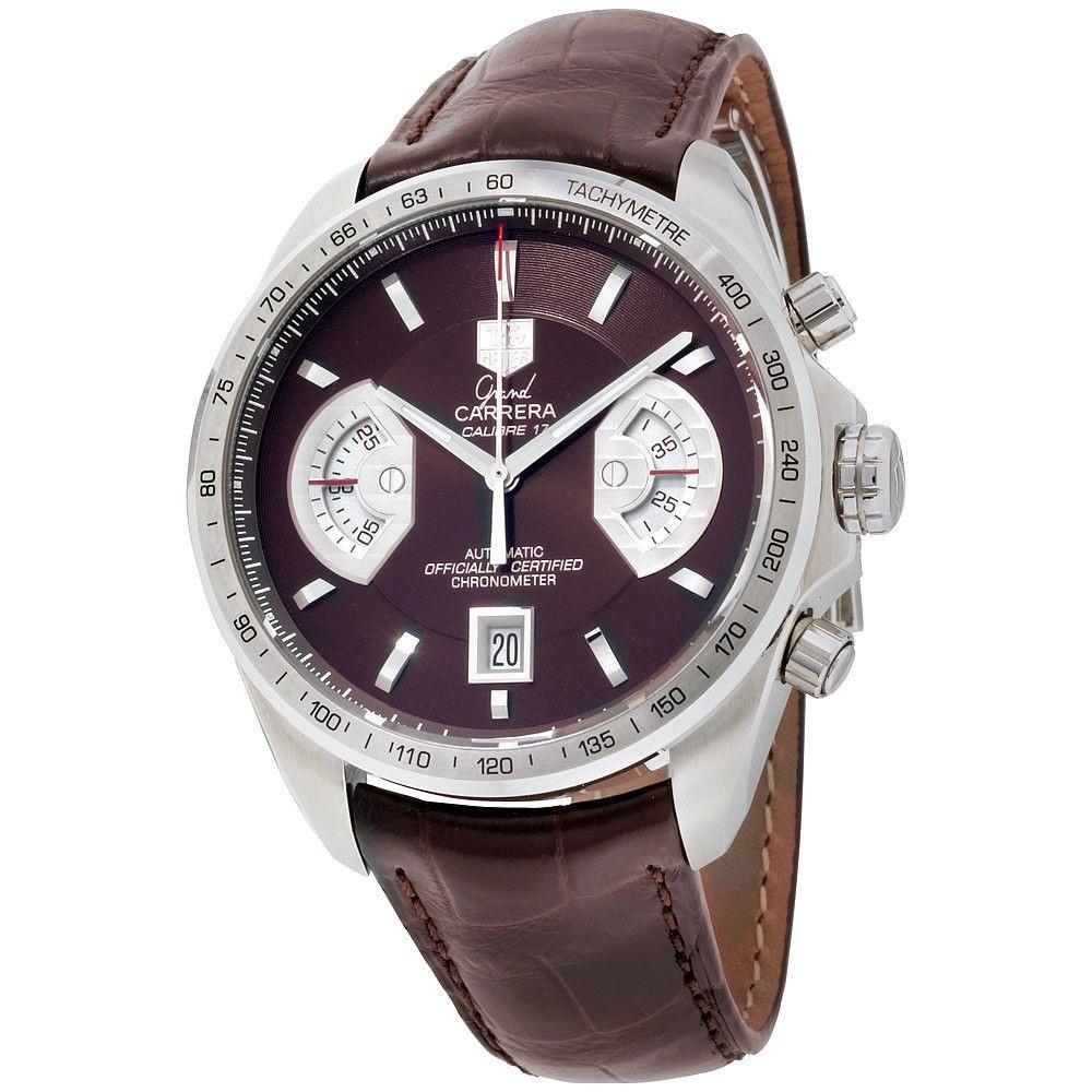 Tag Heuer Men&#39;s CAV511E.FC6231 Grand Carrera Chronograph Automatic Brown Leather Watch