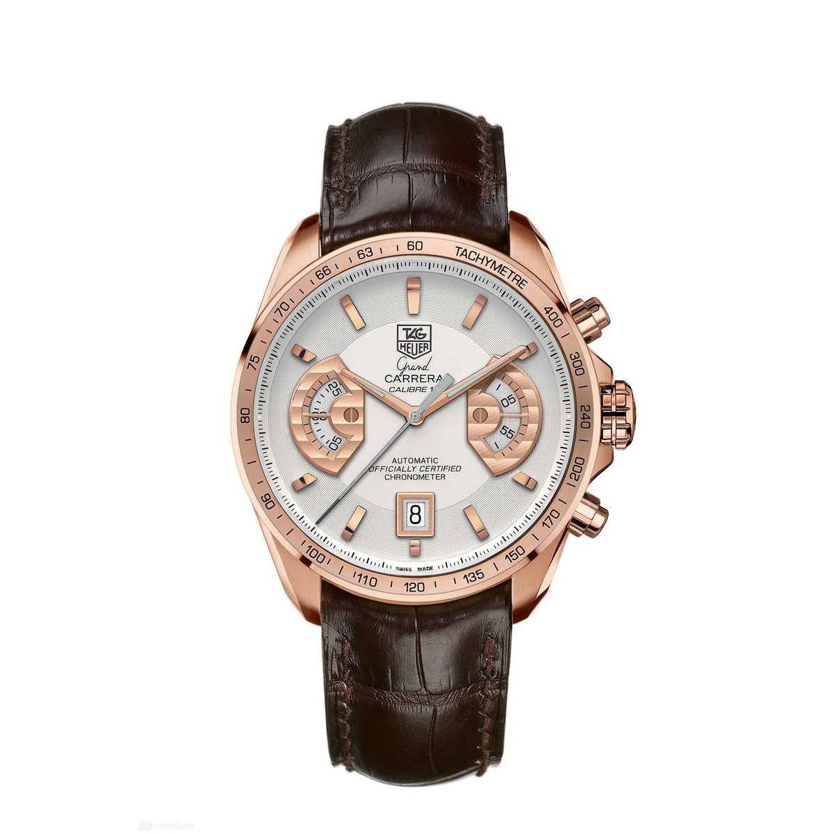 Tag Heuer Men&#39;s CAV514B.FC8171 Grand Carrera Chronograph Brown Leather Watch