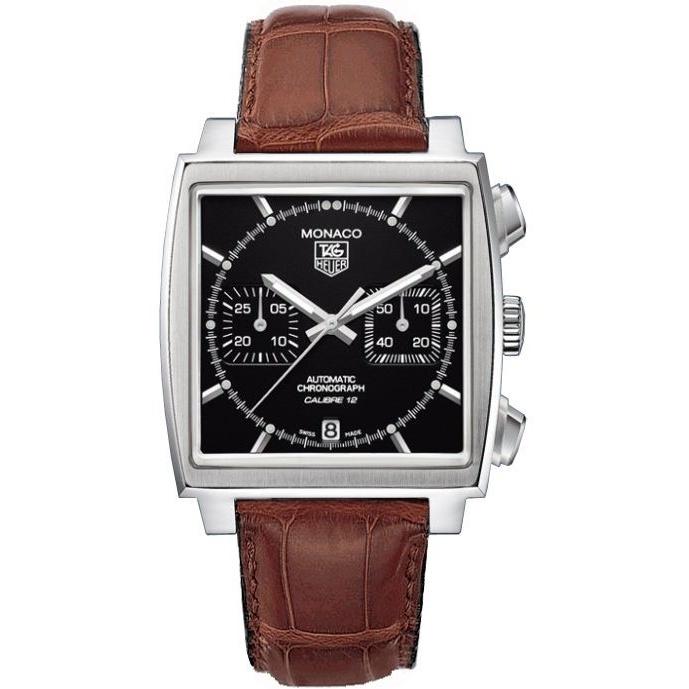 Tag Heuer Men&#39;s CAW2110.FC6178 Monaco Calibre 12 Chronograph Brown Leather Watch