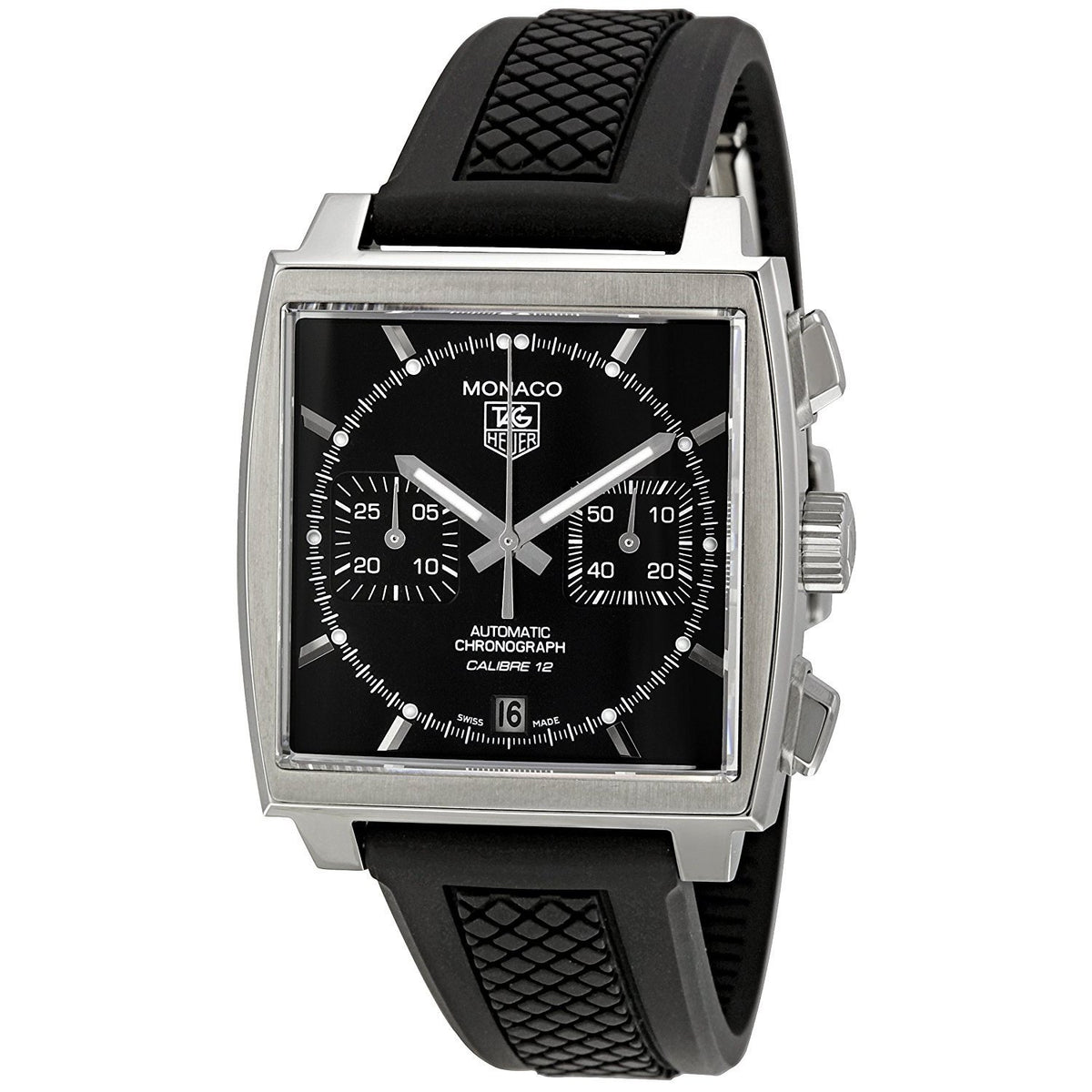 Tag Heuer Men&#39;s CAW2110.FT6021 Monaco Chronograph Automatic Black Rubber Watch