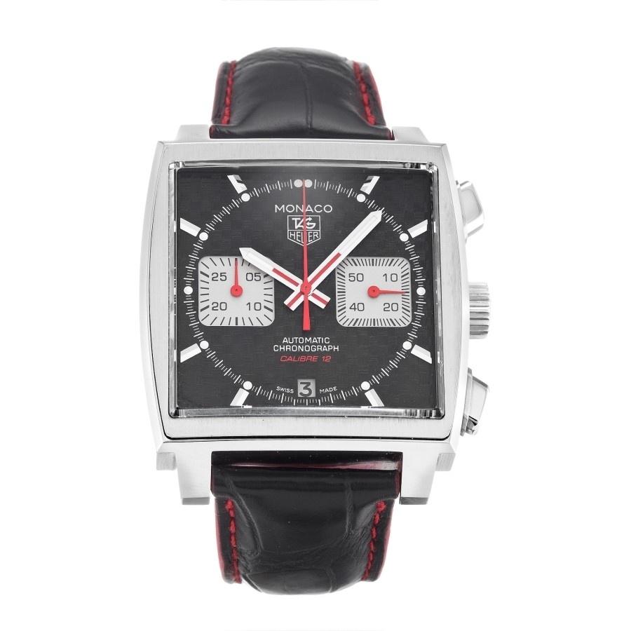 Tag Heuer Men's CAW2119.FC6289 Monaco Chronograph Black Leather Watch