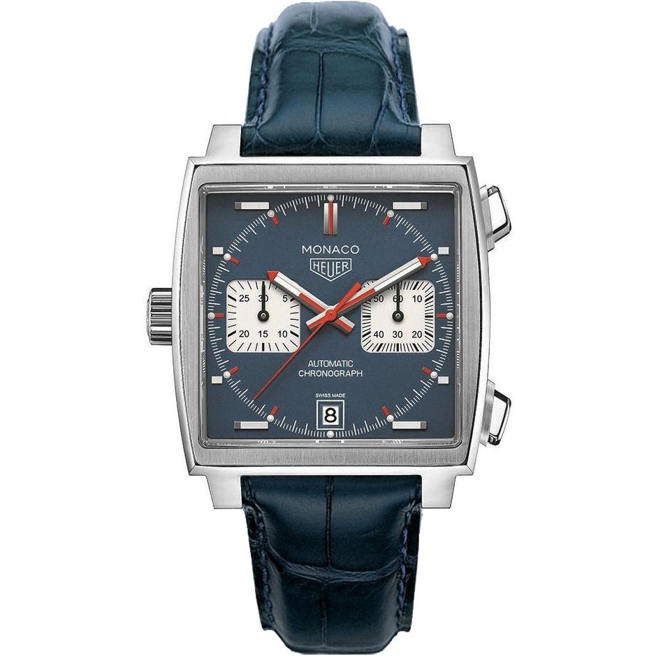Tag Heuer Men's CAW211P.FC6183 Monaco Calibre 11 Chronograph Blue Leather Watch