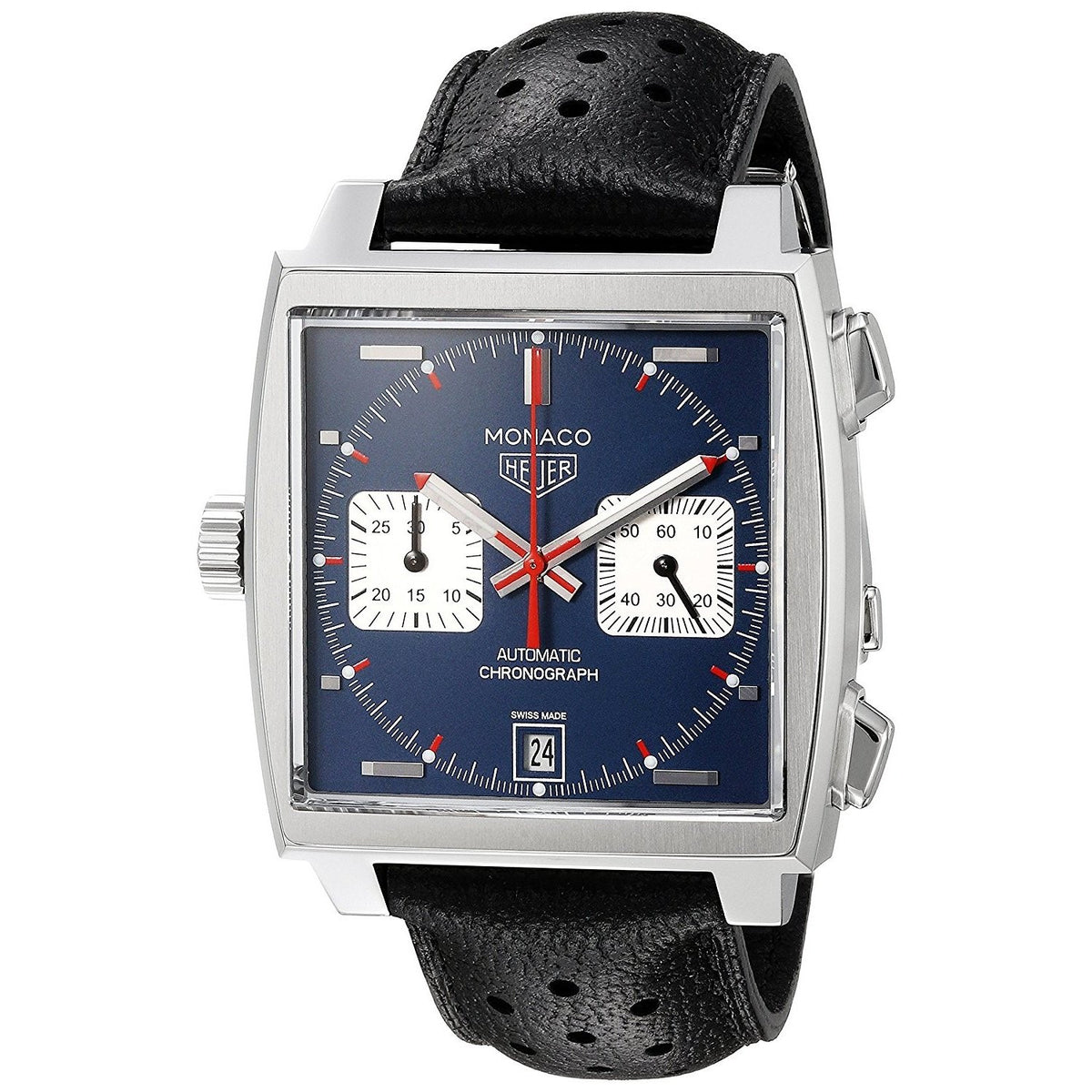 Tag Heuer Men&#39;s CAW211P.FC6356 Monaco Chronograph Automatic Black Leather Watch