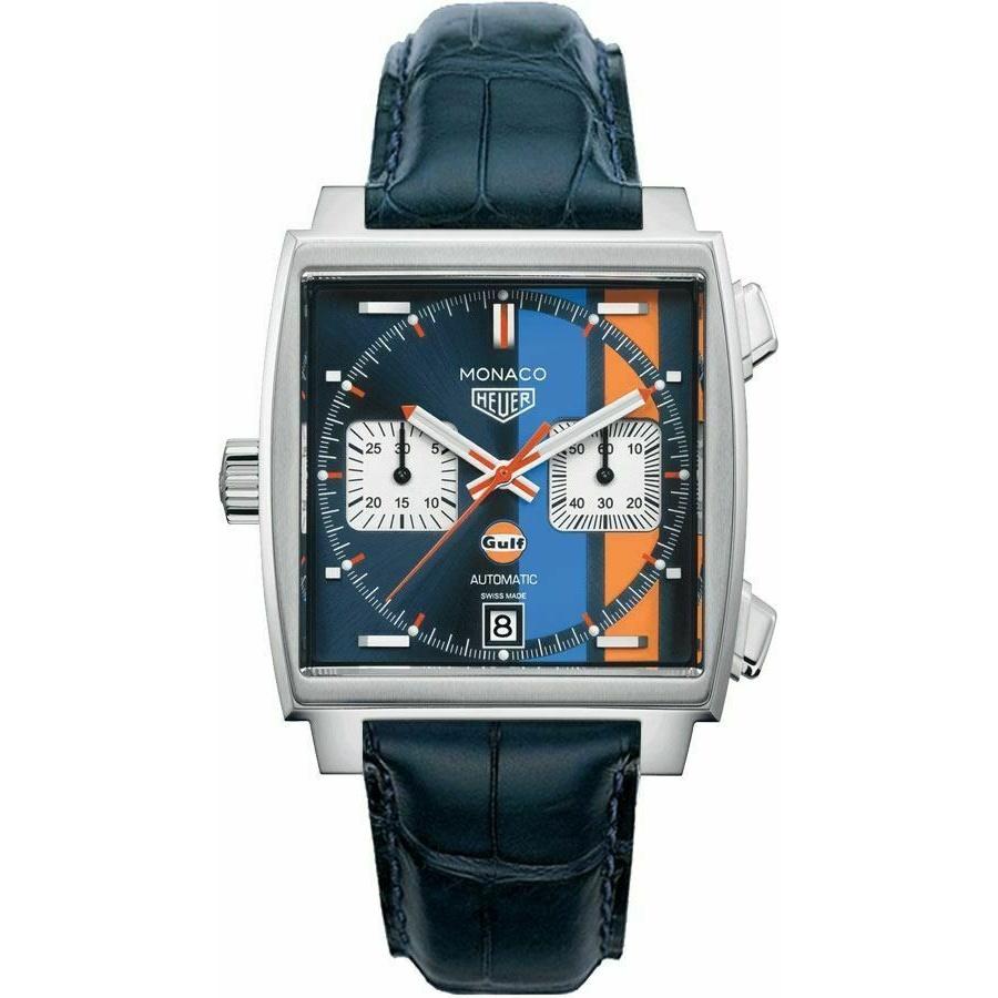 Tag Heuer Men&#39;s CAW211R.FC6183 Monaco Steve McQueen Chronograph Blue Leather Watch