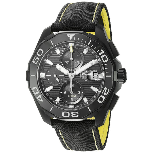Tag Heuer Men's CAY218A.FC6361 Aquaracer Chronograph Automatic Black Canvas and Leather Watch