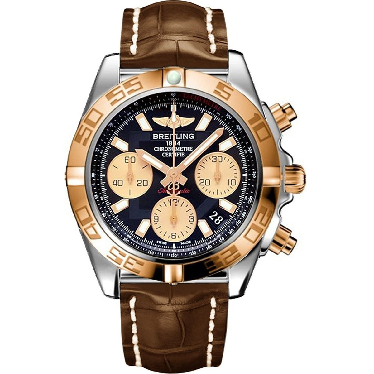 Breitling Men&#39;s CB014012-BA53-725P Chronomat 41 Chronograph Brown Leather Watch