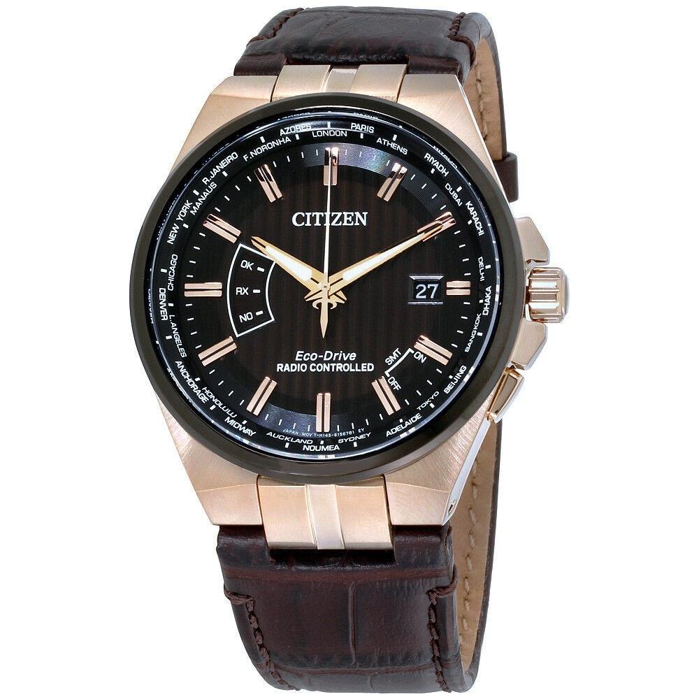 Citizen Men&#39;s CB0168-08E World Perpetual A-T Brown Leather Watch