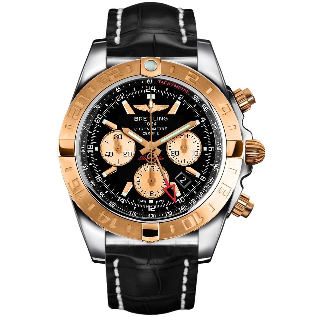 Breitling Men's CB042012-BB86-743P Chronomat GMT Chronograph Black Leather Watch