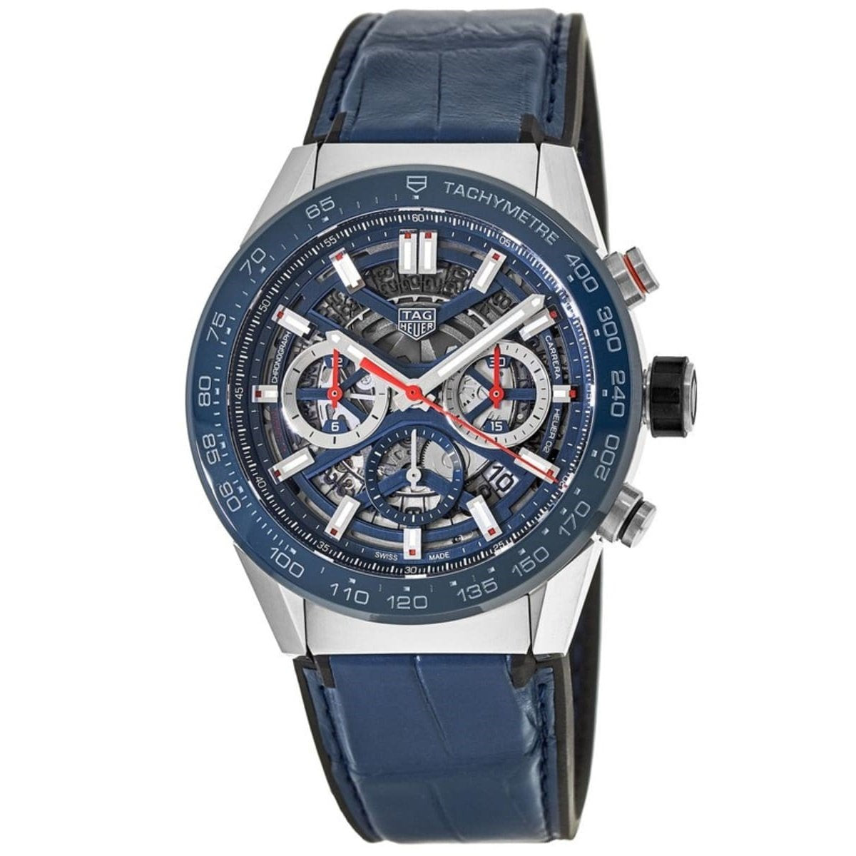 Tag Heuer men's CBG2A11.FC6460 Carrera Chronograph Blue Leather Watch