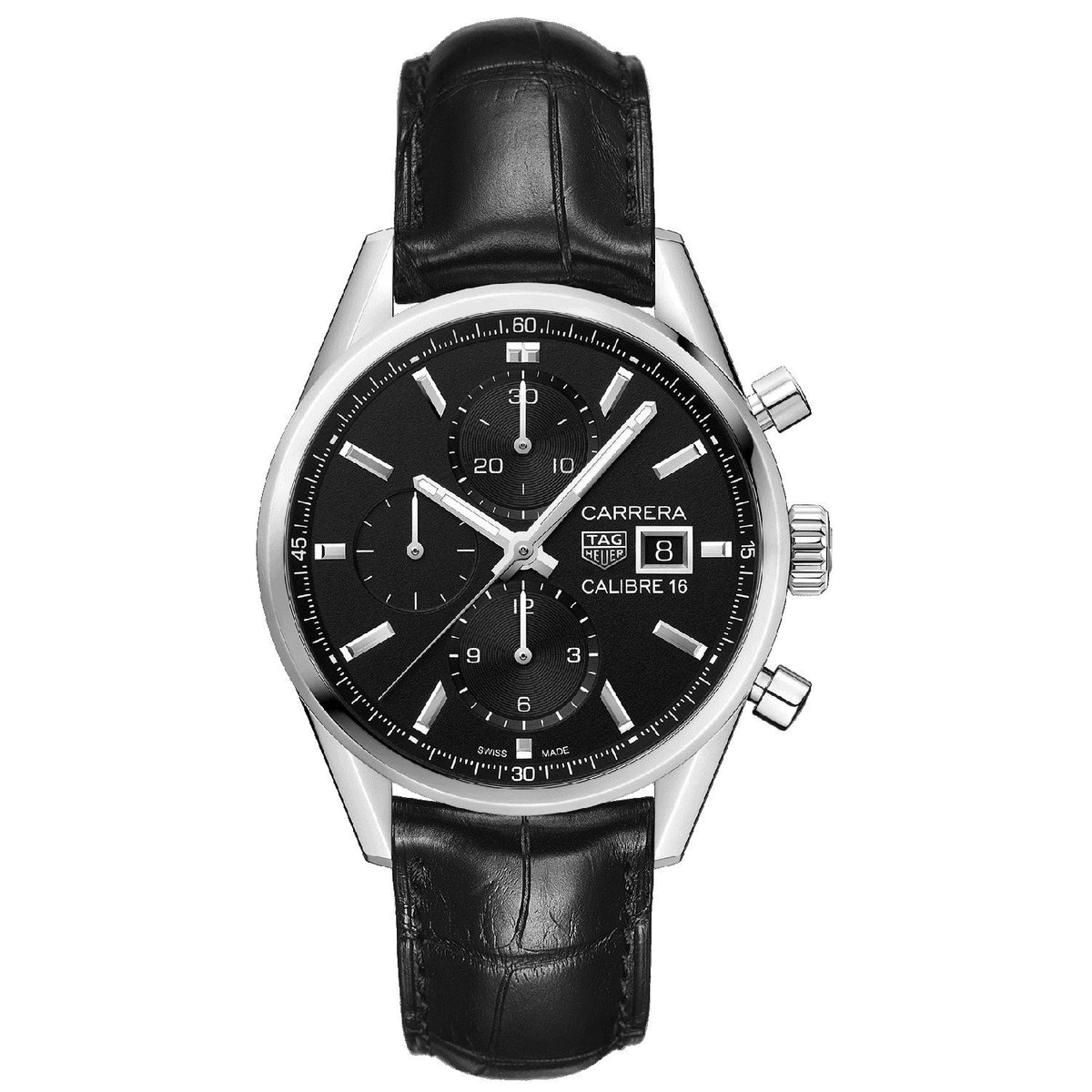 Tag Heuer Men&#39;s CBK2110.FC6266 Carrera Chronograph Black Leather Watch