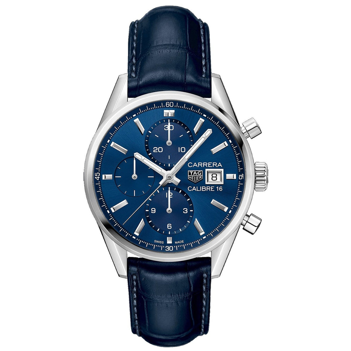 Tag Heuer Men&#39;s CBK2112.FC6292 Carrera Chronograph Blue Leather Watch