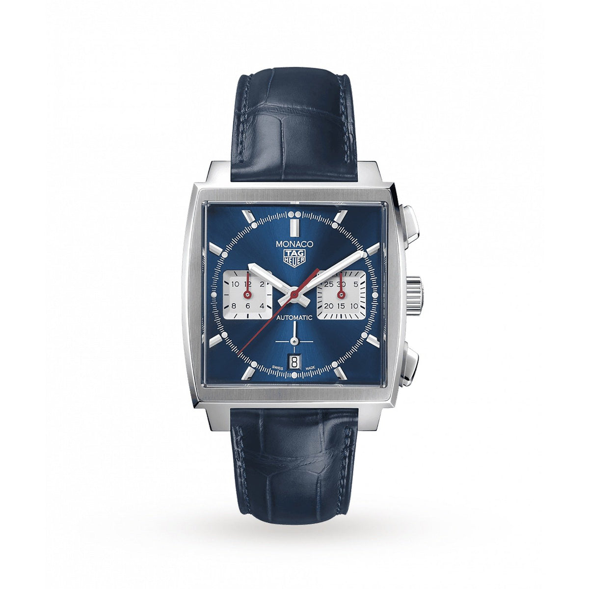 Tag Heuer Men&#39;s CBL2111.FC6453 Monaco Calibre Heuer 02 Chronograph Blue Leather Watch