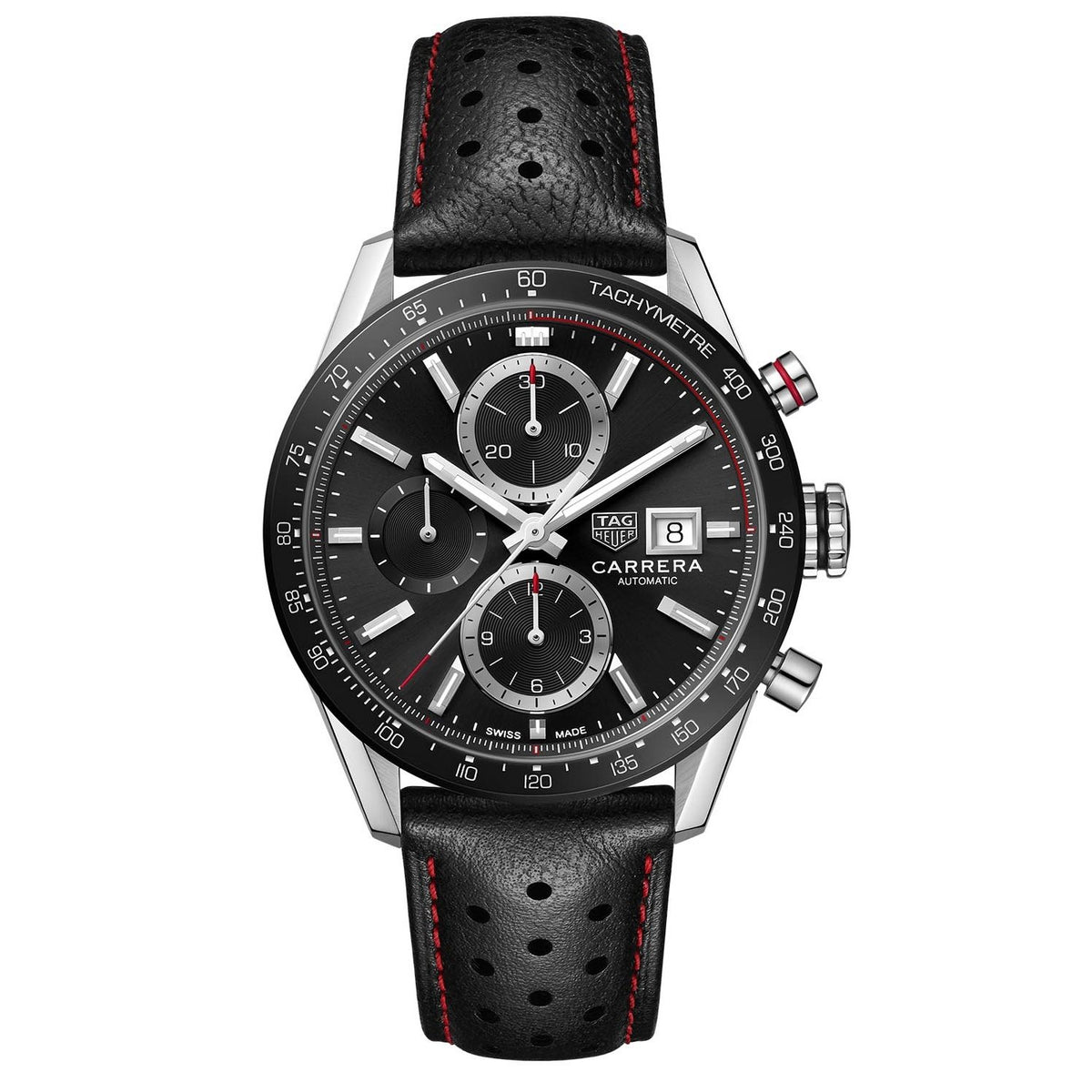 Tag Heuer Men&#39;s CBM2110.FC6454 Carrera Chronograph Black Leather Watch