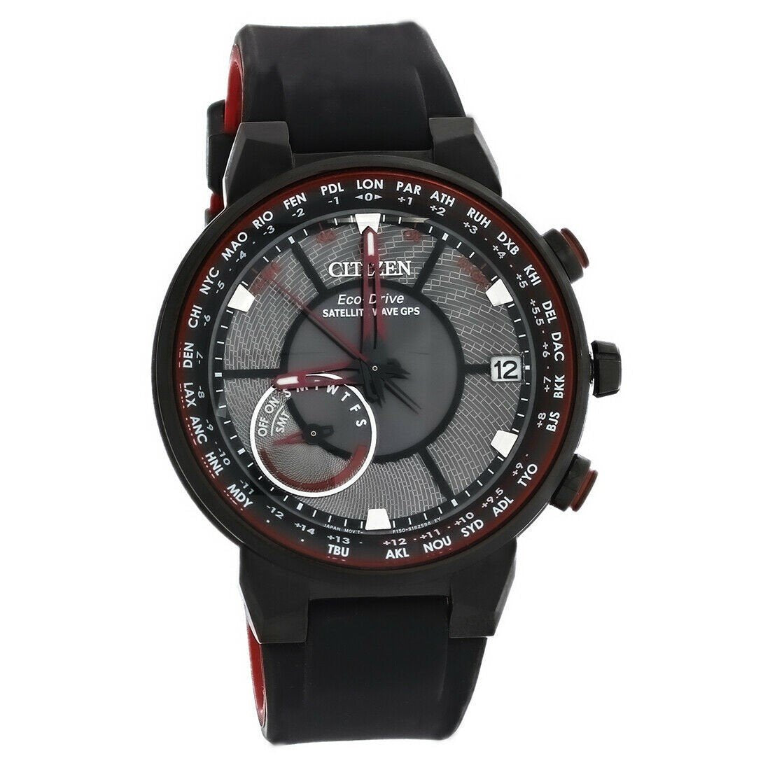 Citizen Men's CC3039-08E Satellite Wave World Time Black Rubber Watch