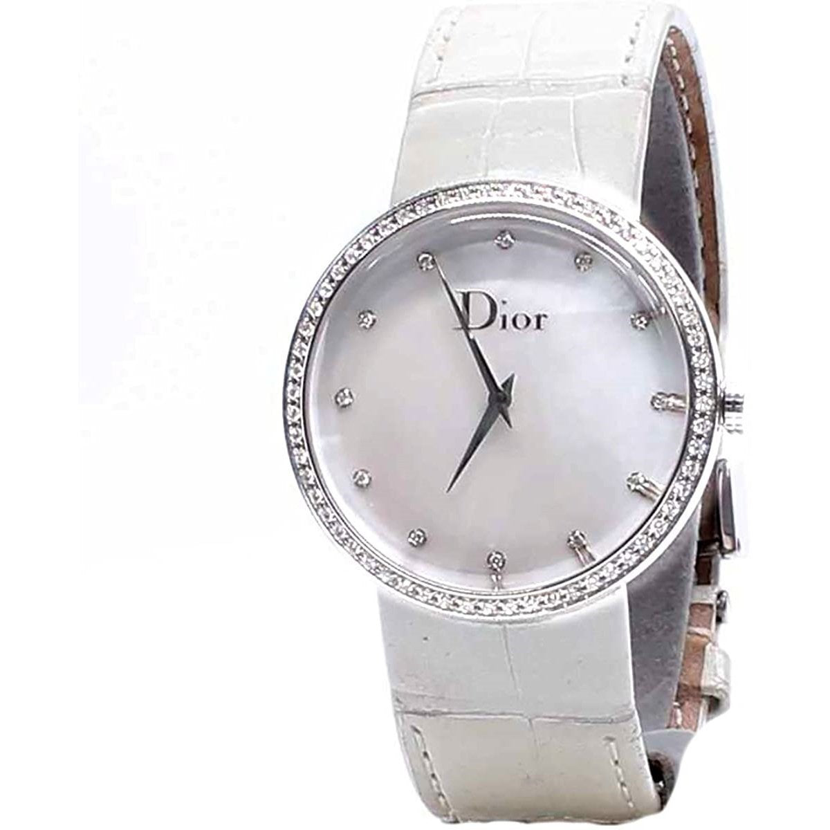 Christian Dior Women's CD042111A003 La D De Diamond White Leather Watch