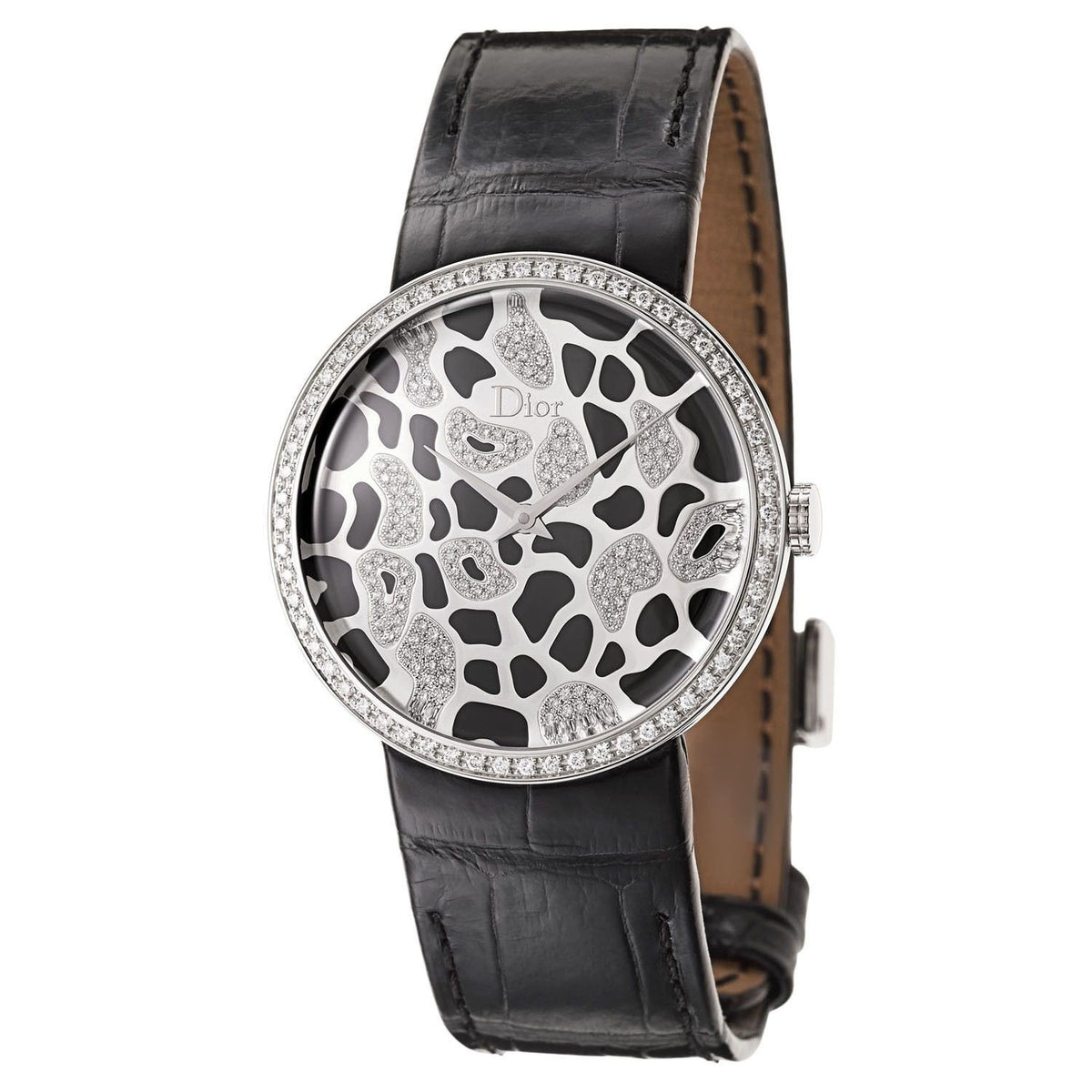 Christian Dior Women's CD042113A001 La D De Diamond Black Leather Watch