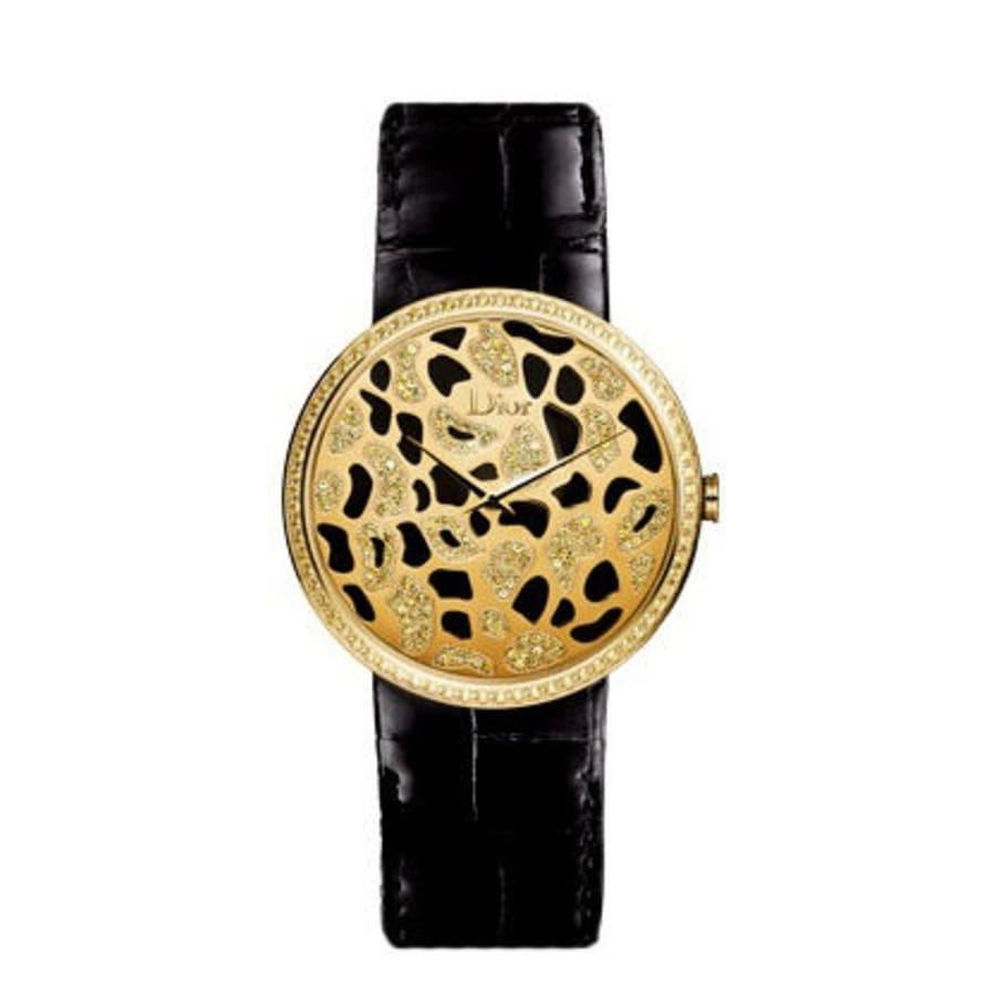 Christian Dior Women's CD043154A001 La D De Diamond Black Leather Watch