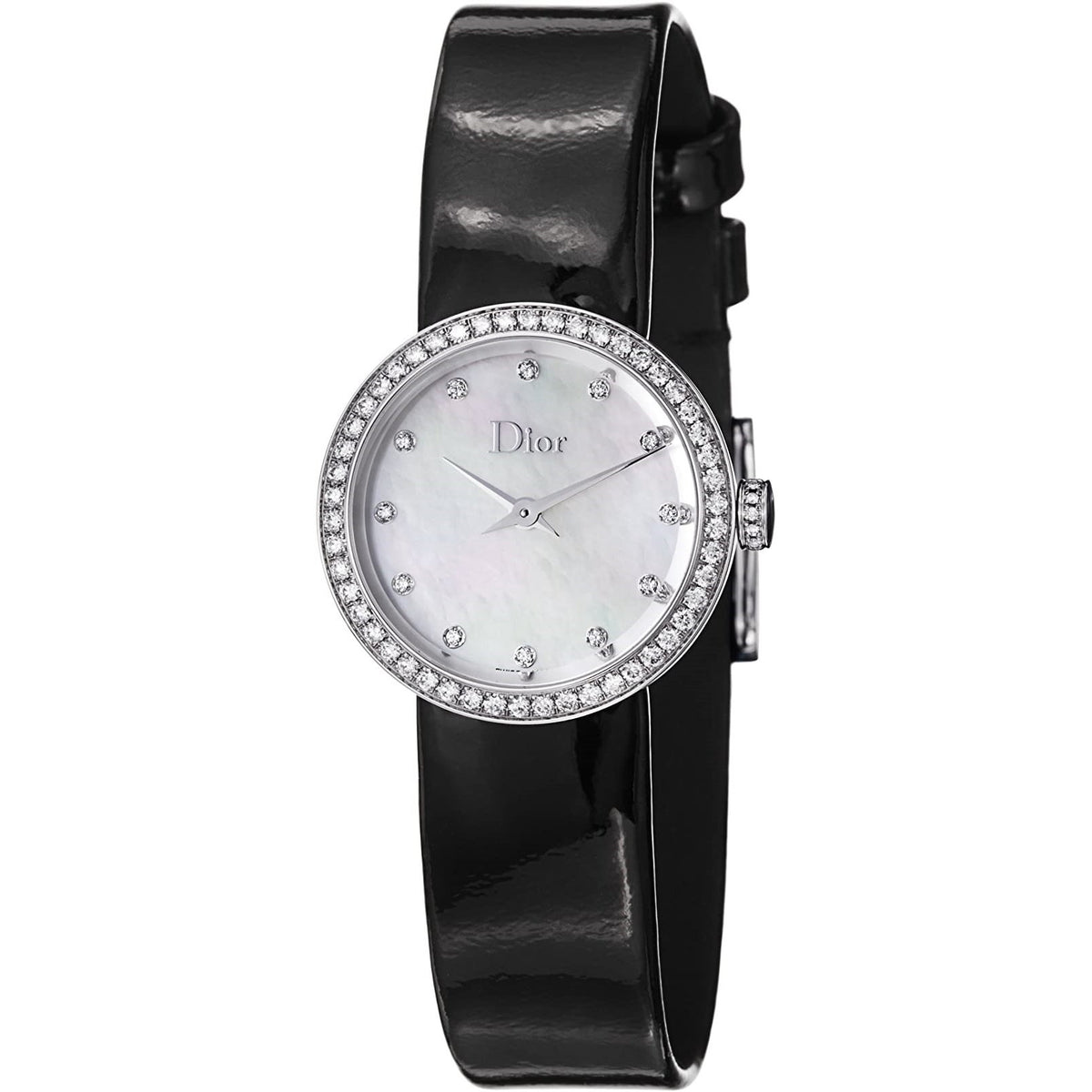 Christian Dior Women's CD047111A001 La D De Diamond Black Patent Leather Watch