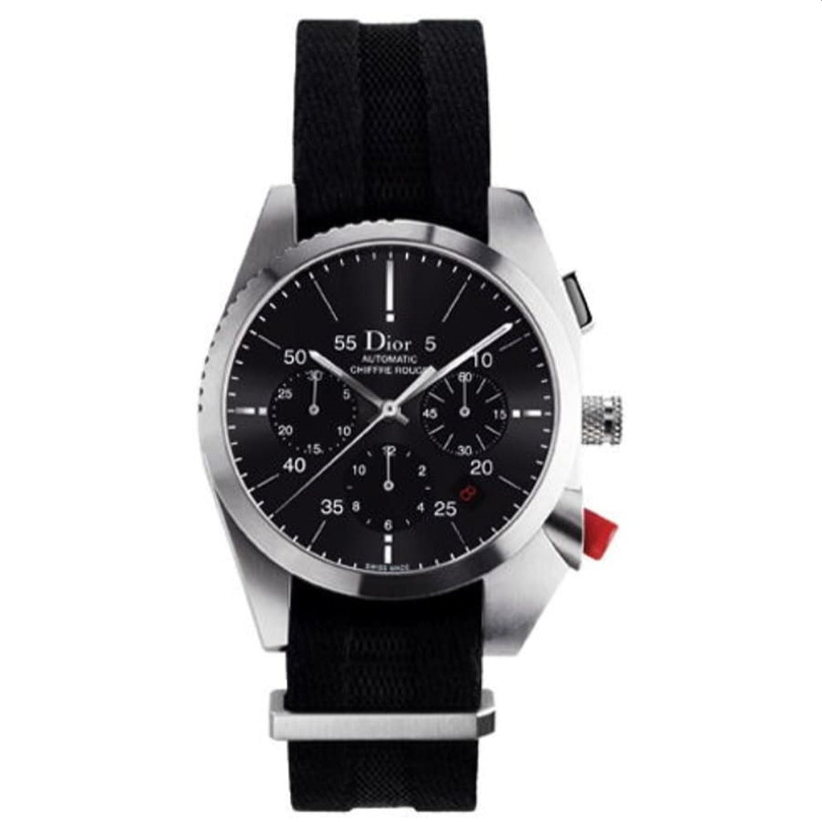 Christian Dior Men&#39;s CD084610A001 Chiffre Rouge Chronograph Black Fabric Watch
