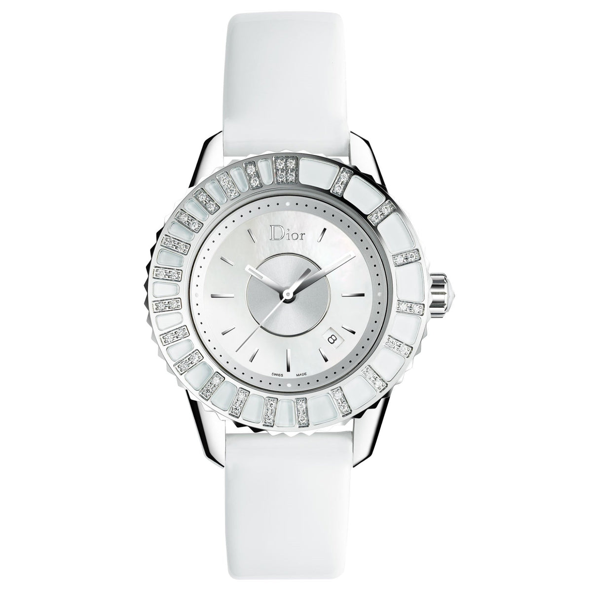 Christian Dior Women's CD113112A001 Christal White Leather Watch